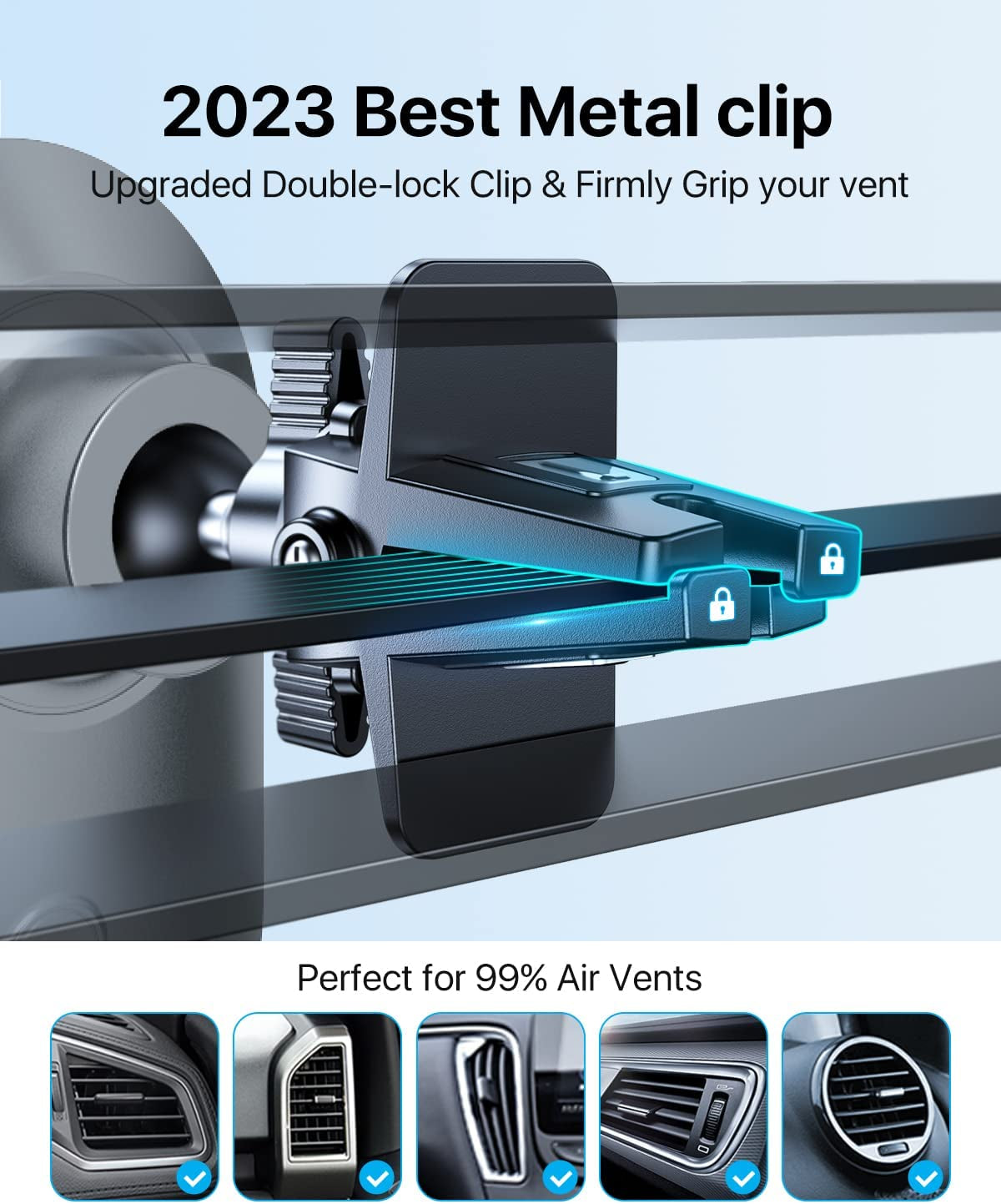 (2023 Upgraded) Andobil Car Phone Mount [Military Sturdy, Firmly Grip & Never Slip] Air Vent Cell Phone Holder Car, Ultra Stable, Easy Used, Compatible with Iphone 13 14 12 Pro Max Android Samsung S23  andobil   