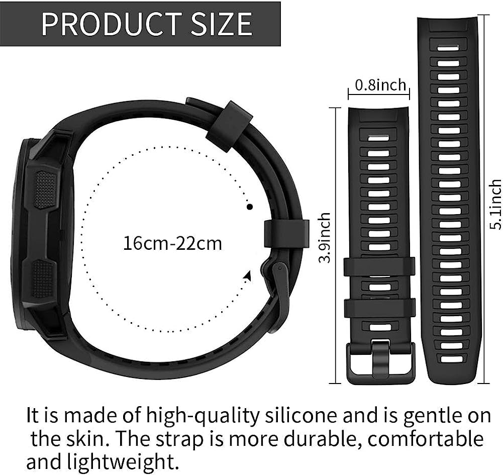 Vozehui Bands Compatible with Garmin Instinct Sports GPS, Soft Silicone Adjustable Replacement Wristbands for Garmin Instinct/Instinct Tide/Instinct Tactical  Vozehui   