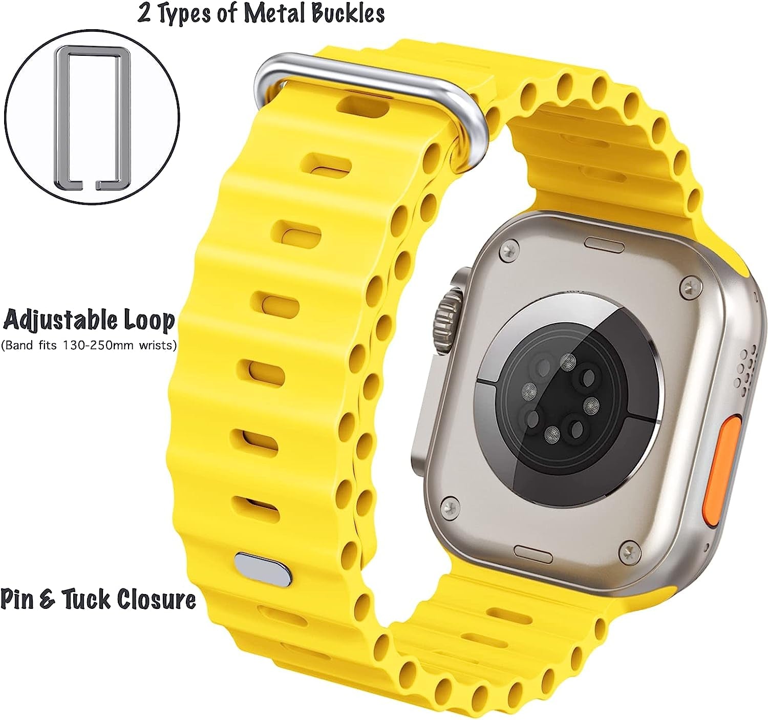 H&S Ocean Band for Apple Watch Band 44Mm 38Mm 45Mm 40Mm 49Mm 41Mm 42Mm,For Apple Watch Series 7/8,Adjustable Loop with Metal Buckle Sport Strap for Apple Watch Ultra/Se/Series 6/5/4/3/2/1  Tnsusop   