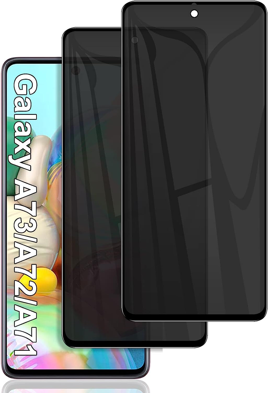 [2 Pack] for Samsung Galaxy A71 / A72 / A73 Privacy Screen Protector, anti Spy 9H Tempered Glass for Galaxy A73 5G A71 A72 (4G/5G), Case Friendly Full Coverage anti Scratch Bubble Free Easy Install  A Pink Shop   
