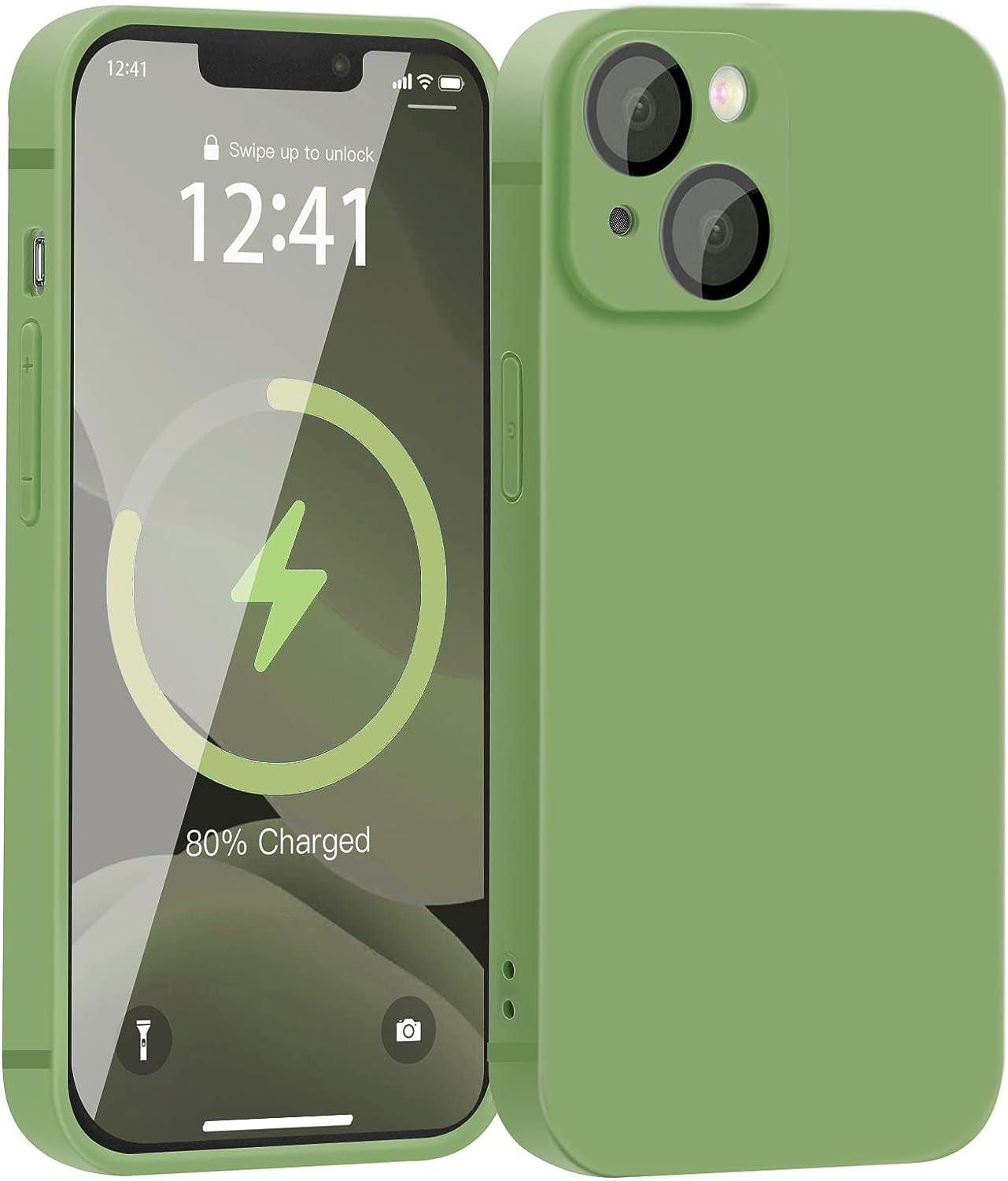 YZR Silicone Case Compatible with Iphone 13 Case (6.1 Inch 2021), with Camera Protection, Liquid Silicone Phone Case (Khaki)  YZR Matcha Green  