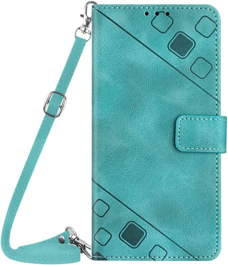 NVWA Compatible with Sony Xperia 1 V Case Wallet with Credit Card Slots Kickstand Wrist Strap and Long Lanyard Blue Leather Crossbody Protective Cover with Embossed Design  NVWA Green Crossbody Bag Style Moto G 5G 2022 