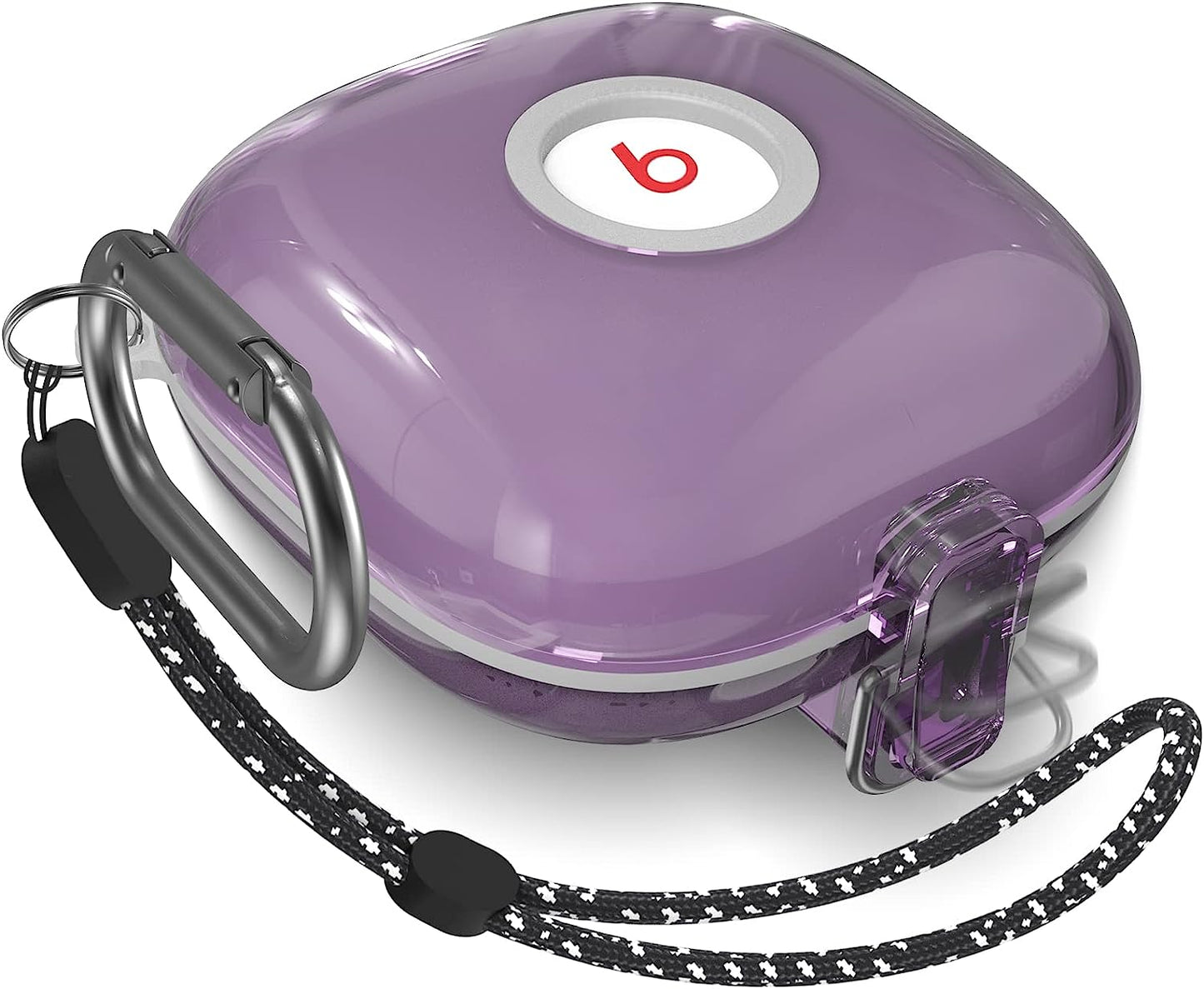 [Upgrade Lock] Case for Beats Fit Pro, Cover Compatible with Beats Fit Pro 2021 Earbuds Armor Shockproof Protective with Anti-Lost Lanyard Keychain (Clear Blue)  AIBEAMER Clear Purple  