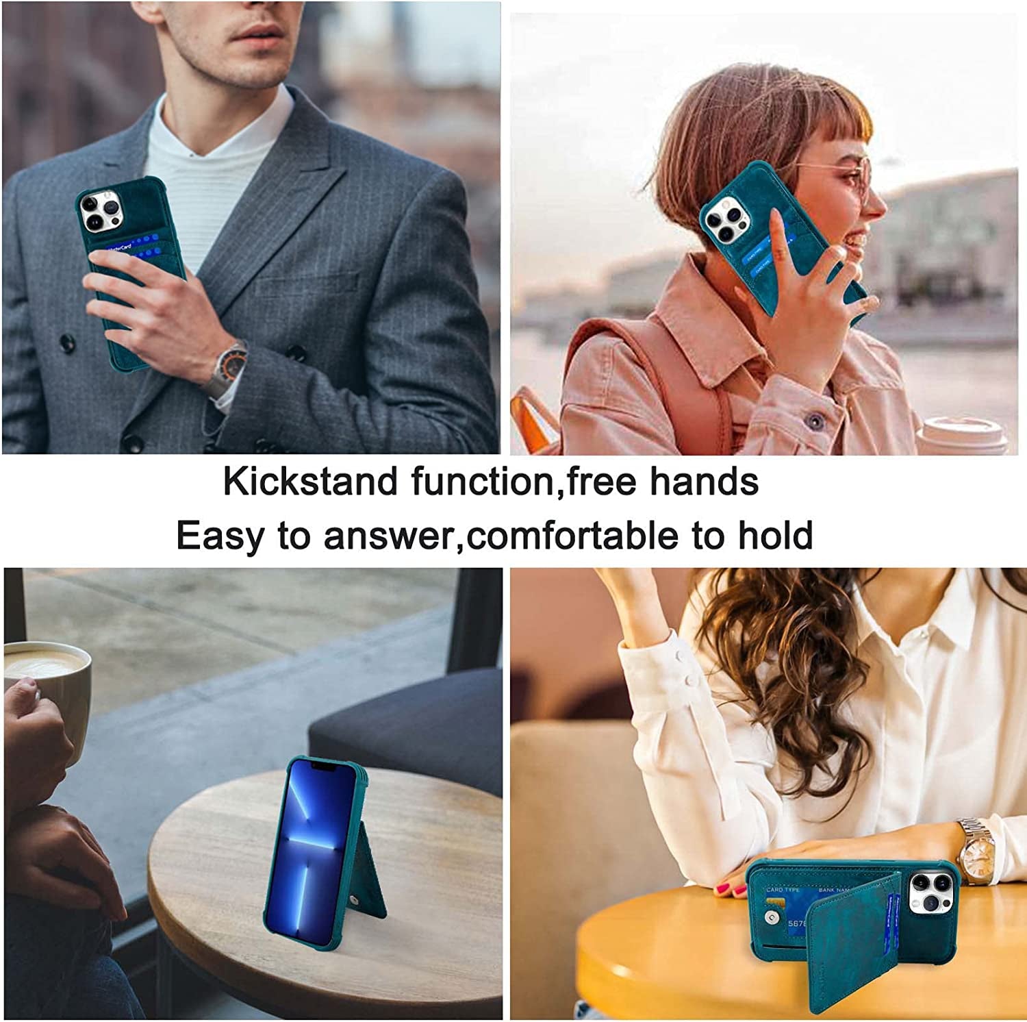 MONASAY Magwallet Case for Iphone 13 Pro Max,[Support Magsafe Wireless Charging][Glass Screen Protector] Flip Magnetic Leather Wallet Phone Cover with Detachable RFID Blocking Card Holder, Dark Green  MONASAY   