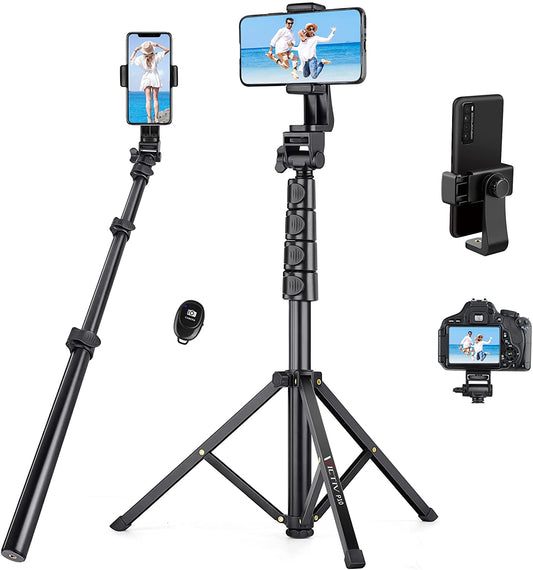 70 Inch Phone Tripod, Extendable Selfie Stick Tripod with Remote, Portable Cell Phone Tripod Stand, Compatible with Iphone 14 13 12 11 Pro Max/Samsung/Android/Camera  Victiv   
