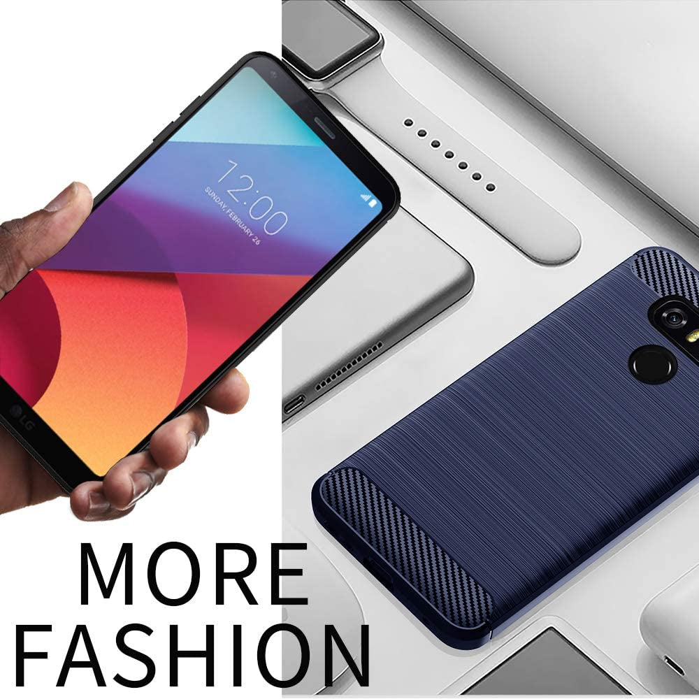SNOSHO for LG G6 plus Phone Case,Slim Thin Silicone Soft Skin Flexible TPU Lightweight Gel Rubber Carbon Fiber Anti-Scratch Shockproof Protective Cases Cover for LG G6,Brushed Blue  SNOSHO   