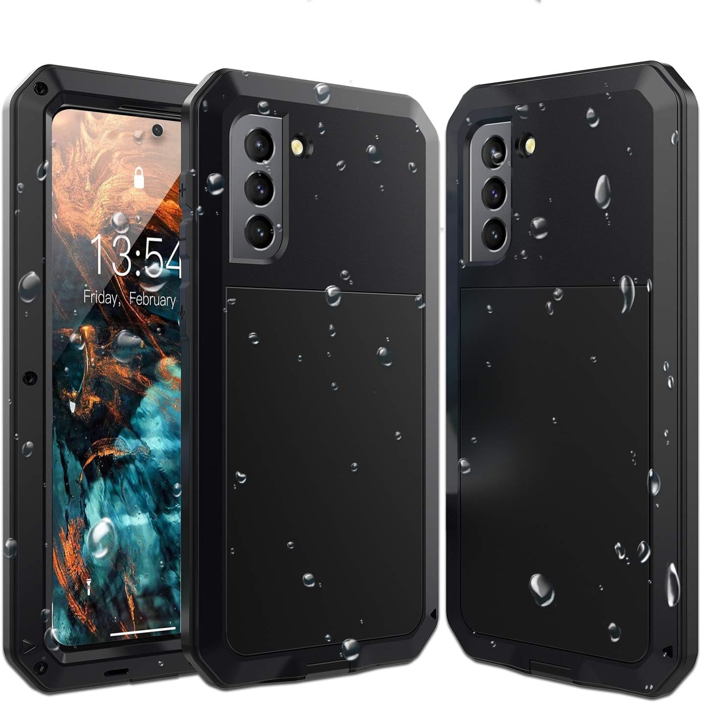 Galaxy S21 Case,Marrkey Full Body Protective Cover Heavy Duty Shockproof [Tough Armour] Aluminum Alloy Metal Case with Silicone Built-In Screen Protector for Samsung Galaxy S21 5G 6.2" - Black  Marrkey   