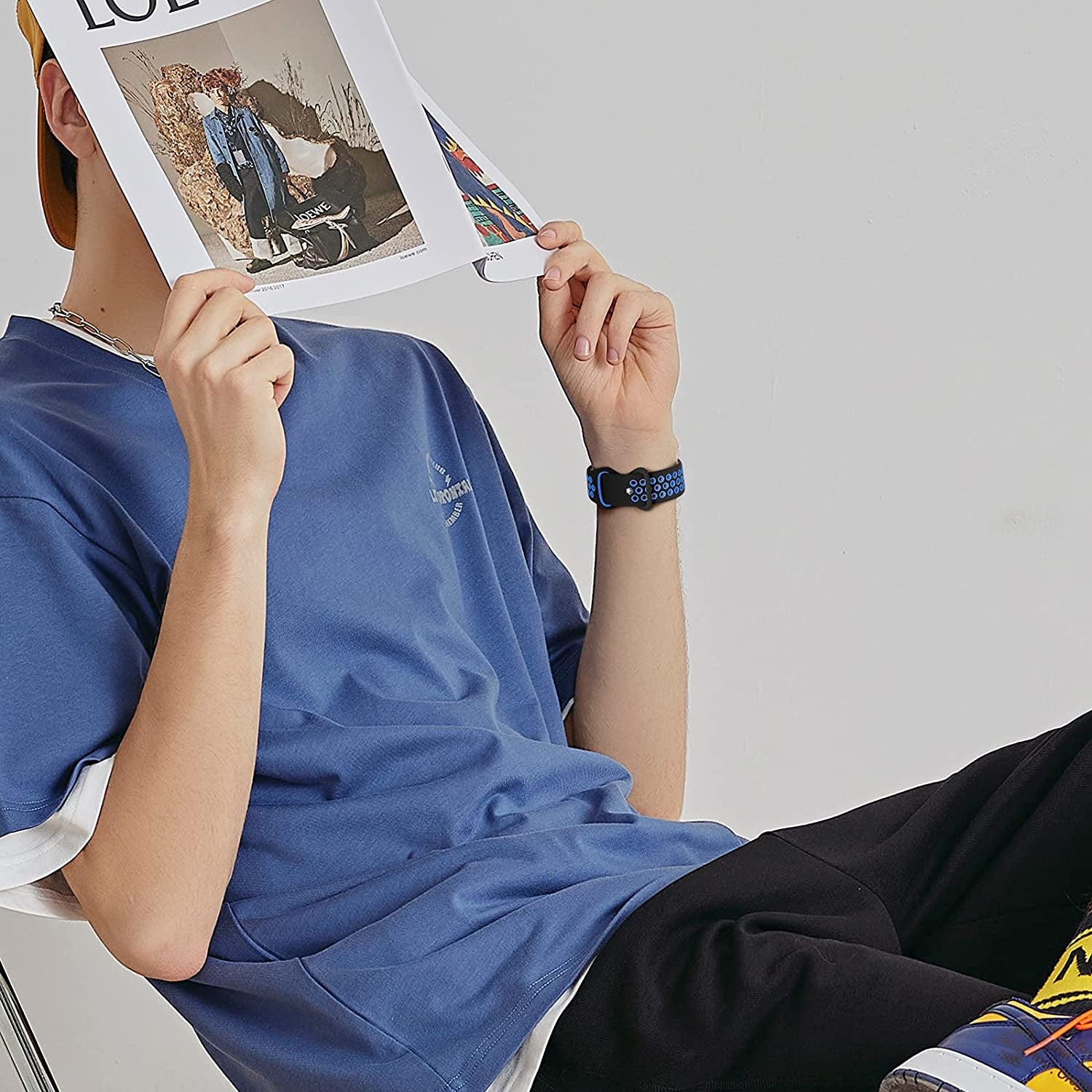 Witzon Sport Bands Compatible with Fitbit Versa 2 / Versa / Versa Lite for Women Men, Breathable Silicone Replacement Wristbands for Versa 2 Smartwatch, Small, Black-Gray/Black-Red/Black-Blue  Witzon   