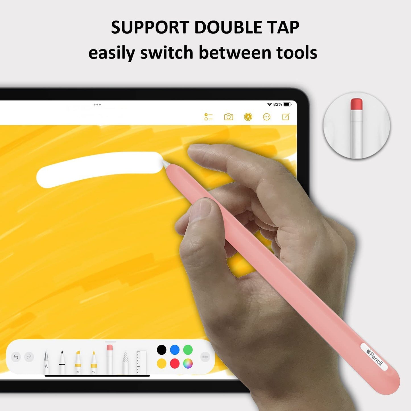 Slim Soft Silicone Sleeve Case Compatible with Apple Pencil 2Nd Generation Only, Protective Grip Cover Skin for Ipad Apple Pencil 2Nd Gen (Pink)  KETAI   