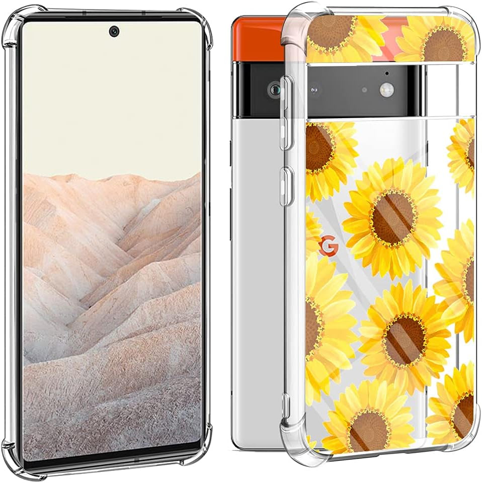 (3 Pack) for Google Pixel 6 Case, for Pixel 6 Case, Shock-Absorption Anti-Scratch Crystal Clear Soft TPU Bumper Protective Phone Case Cover for Google Pixel 6 (2021), Flower  HAIJ   