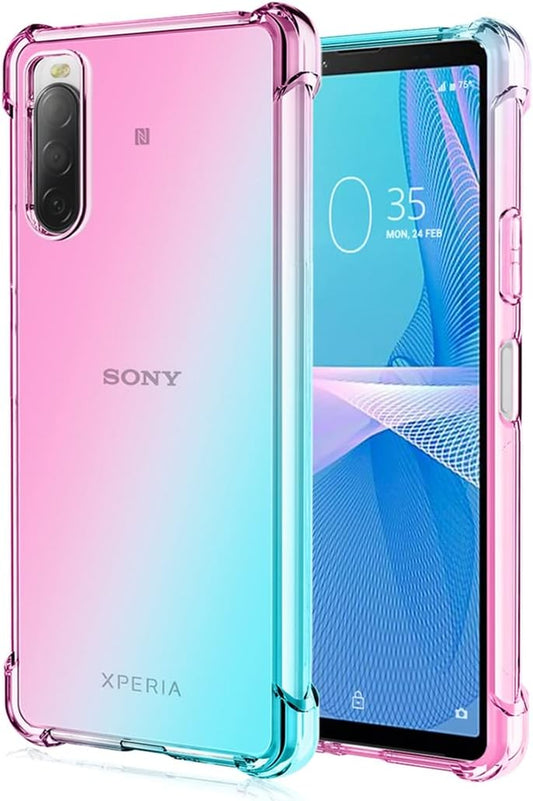 Ueokeird for Xperia 10 Iii/Xperia 10 III Lite XQ-BT52 XQ-BT44 Case, Clear Cute Gradient Phone Case Slim anti Scratch Flexible TPU Cover Shockproof Protective Case for Sony Xperia 10 III (Pink/Green)  Ueokeird   