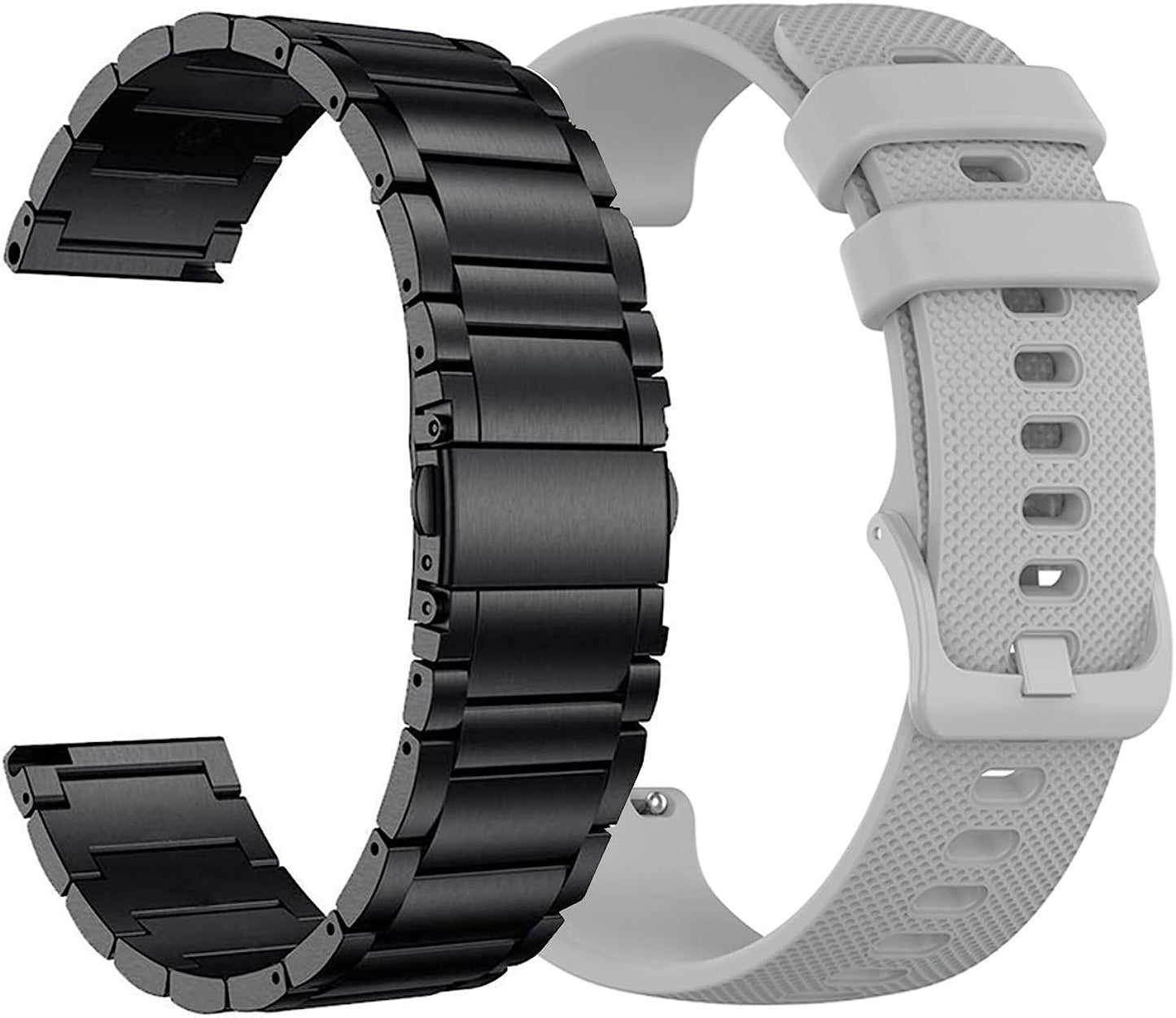 YEEJOK 22Mm Watch Bands Compatible for Fossil Men'S Gen 6/5E 44Mm/ Gen 5LTE/ Gen 5 Carlyle Garrett/Women'S Julianna/Gen 4 Explorist HR, Metal Watch Strap + Silicone Sport Bands  YEEJOK Black & Gray  