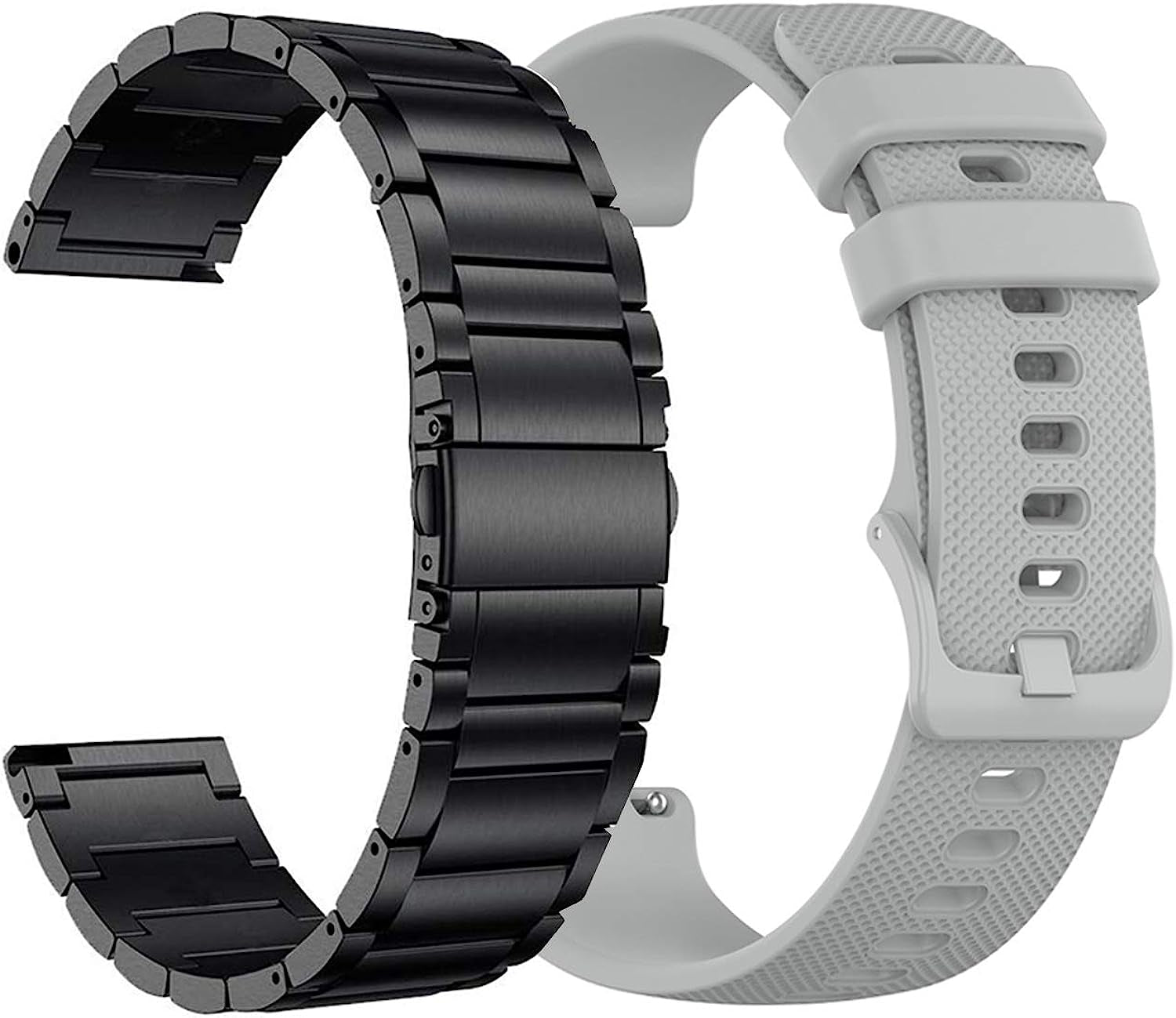 YEEJOK 22Mm Watch Bands Compatible for Fossil Men'S Gen 6/5E 44Mm/ Gen 5LTE/ Gen 5 Carlyle Garrett/Women'S Julianna/Gen 4 Explorist HR, Metal Watch Strap + Silicone Sport Bands  YEEJOK Black & Gray  