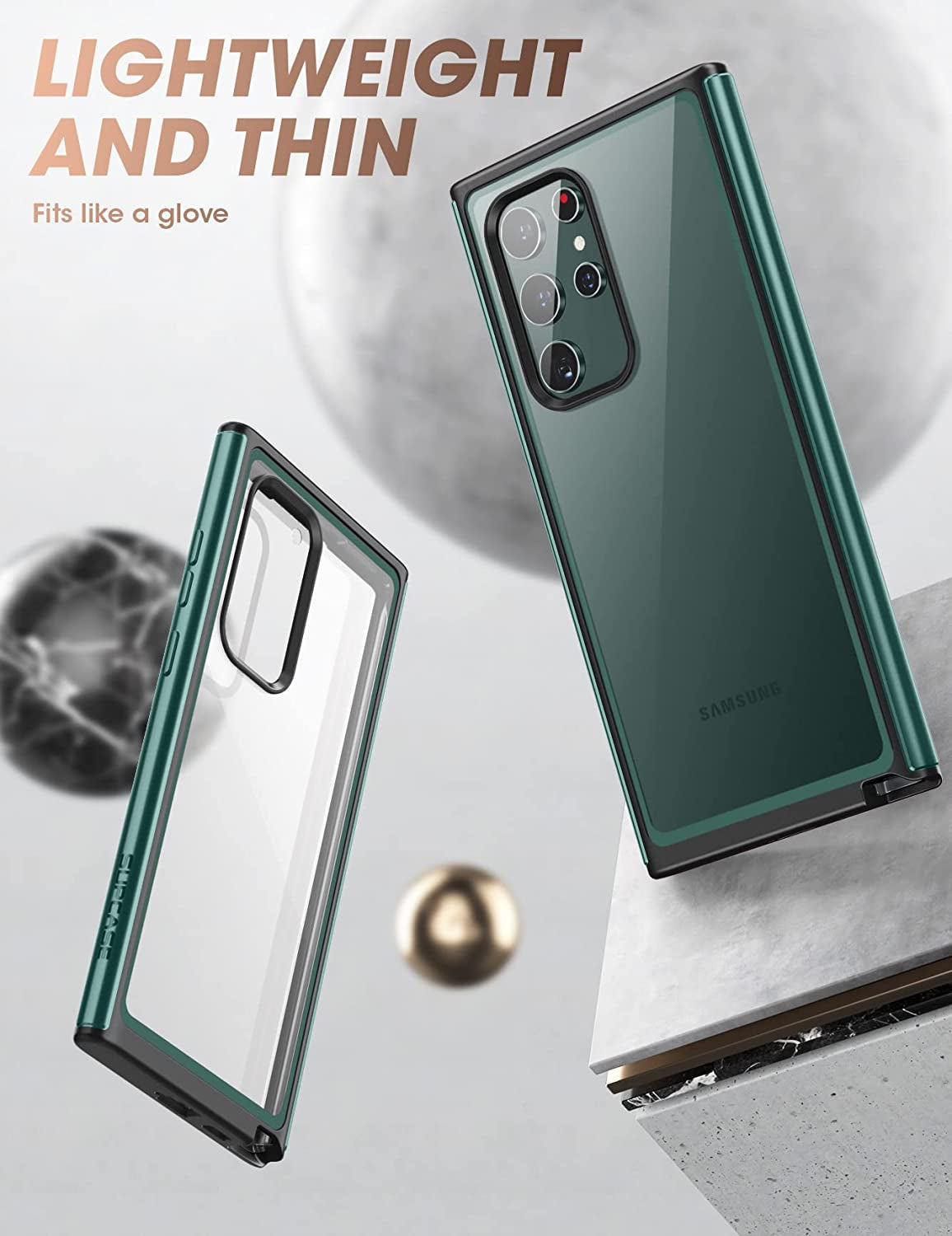 SUPCASE UB Edge Pro Series Case for Samsung Galaxy S22 Ultra 5G (2022 Release), Slim Frame Clear Protective Case with Built-In Screen Protector (Peacock)  SUPCASE   