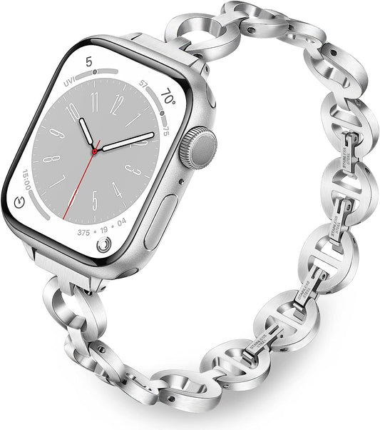 Trumirr Band for Apple Watch Series 8 7 / SE (2Nd Gen) Starlight Women, Stainless Steel Watchband Feminine Jewelry Strap for Iwatch Apple Watch Ultra SE Series 8 7 6 5 4 3 2 1  TRUMiRR   