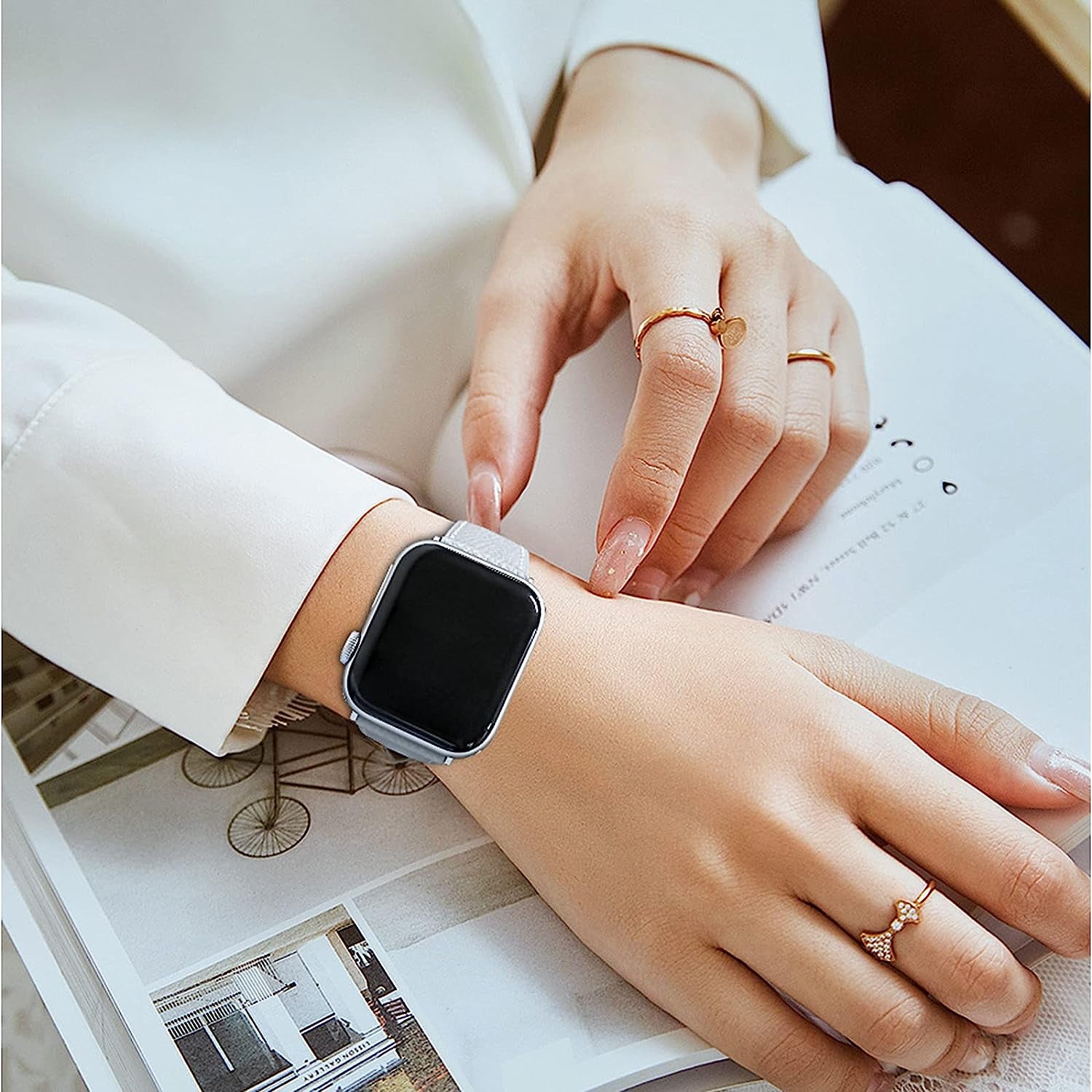 Heyon Women Leather Band Compatible with Apple Watch 38Mm 40Mm 42Mm 44Mm,Genuine Leather Watch Band for Iwatch  Heyon   