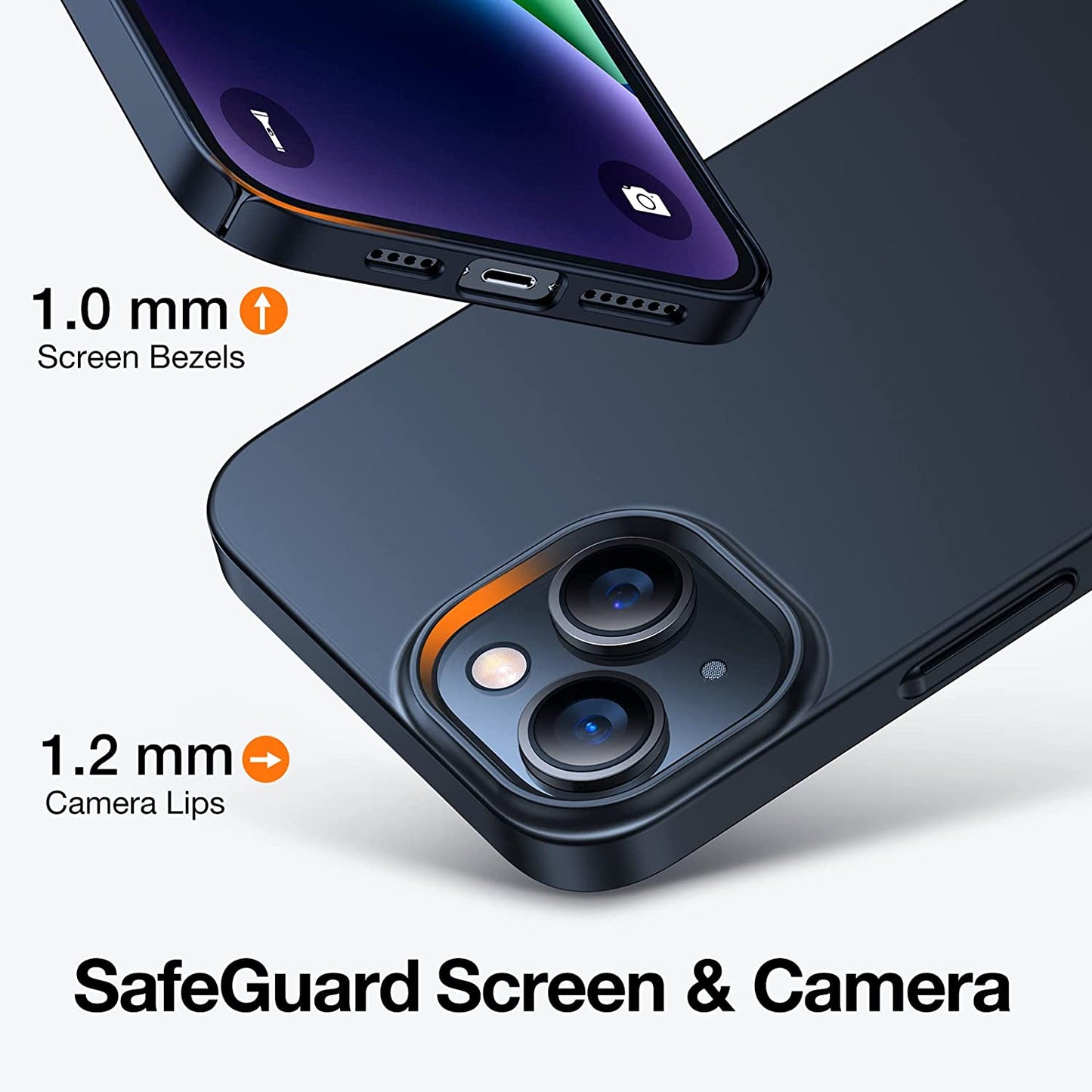 TORRAS Slim Fit for Iphone 14 Case/Iphone 13 Case, Ultra-Thin Sturdy Protective Cover with Anti-Scratch & No Fingerprint Hard Plastic Super Slim Phone Case for Iphone 14/13 (6.1"), Chimney Black  TORRAS   