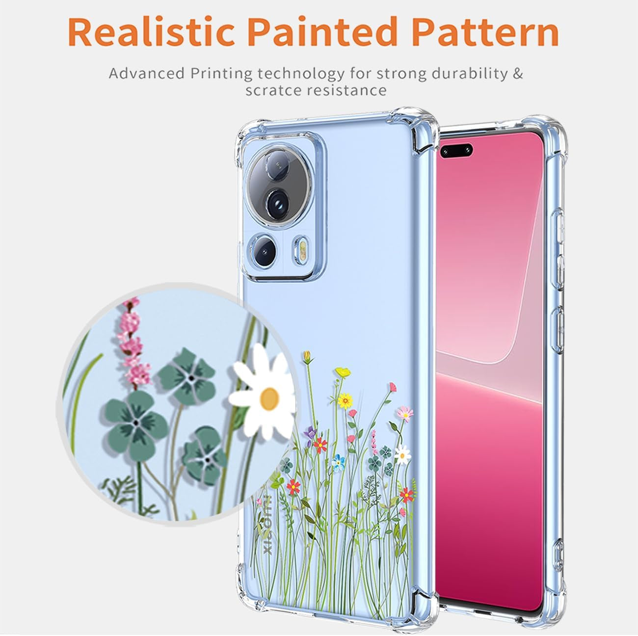GTBDEKI Phone Case for Xiaomi 13 Lite Case, Xiaomi Civi 2 2209129SC Case, Clear Case with Flower Garden Patterns Protective Phone Cover for Xiaomi 13 Lite Flower Bouquet  GTBDEKI   