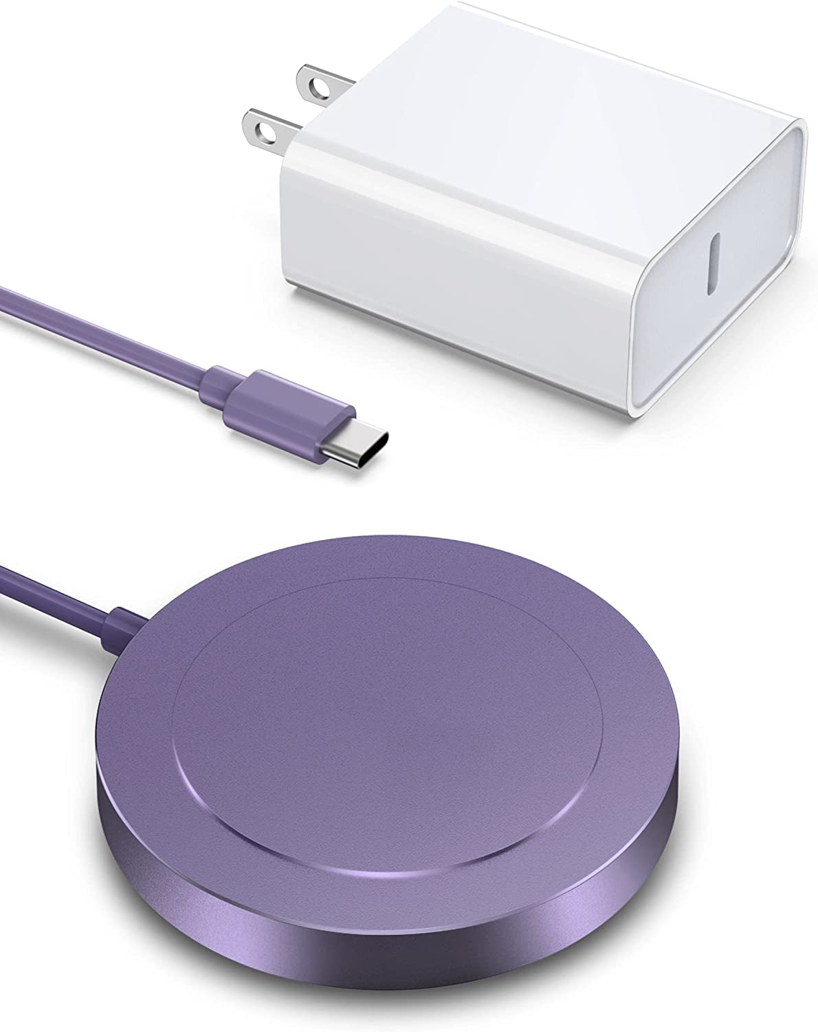 Magnetic Wireless Charger - Magnet Charging Pad Compatible with Iphone 14/14 Pro/14 Plus/14 Pro Max/ 13/13 Pro/13 Pro Max/12 Pro Max - Mag-Safe Charger for Airpods 3/2/Pro with USB-C 20W PD Adapter  Shenzhen USV Technology Co.,Ltd Purple  