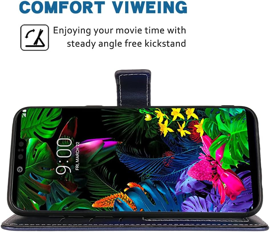 FDCWTSH Compatible with LG G8 Thinq Wallet Case Wrist Strap Lanyard Leather Flip Cover Card Holder Stand Cell Accessories Phone Cases for LGG8 Thin Q G 8 LG8 G8Thinq Lgg8Thinq 8G Blue  FDCWTSH   