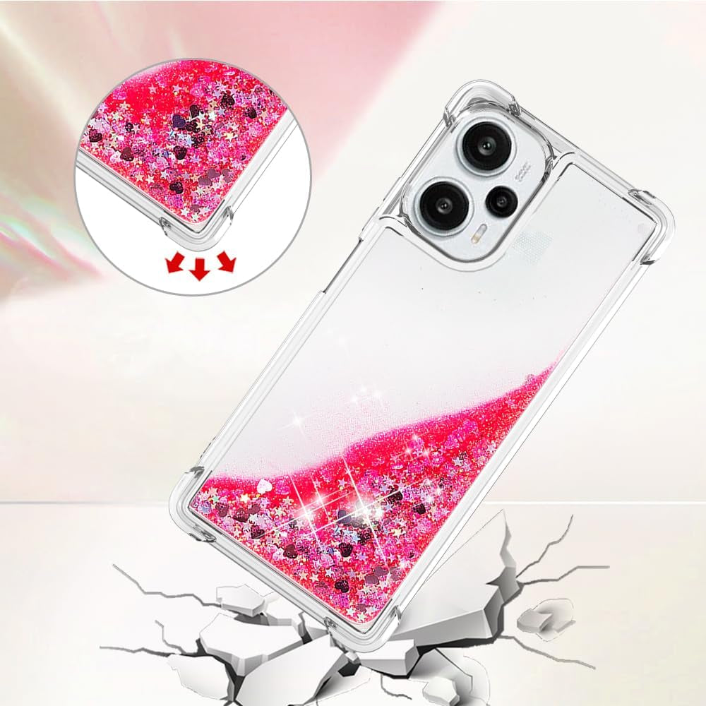 LEMAXELERS Case for Xiaomi Poco F5 5G, Bling Glitter Liquid Clear Case Floating Quicksand Shockproof Protective Sparkle Silicone Soft TPU Case for Xiaomi Poco F5 5G. YBL Love Rose  LEMAXELERS   