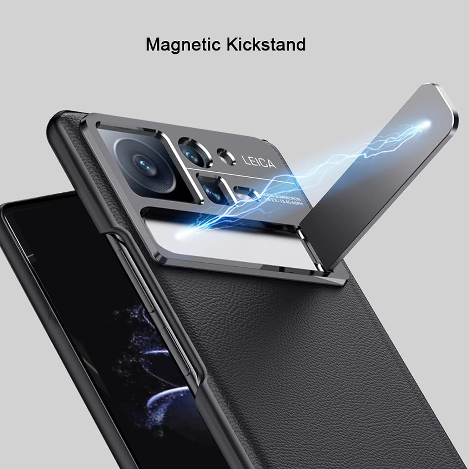 YAGELANG Case for Xiaomi Mix Fold 2, Hinge Protection Premium Real Leather Case with Magnetic Kickstand Screen Protector Camera Protection All-Inclusive PC Shockproof Case,Gold  YAGELANG   