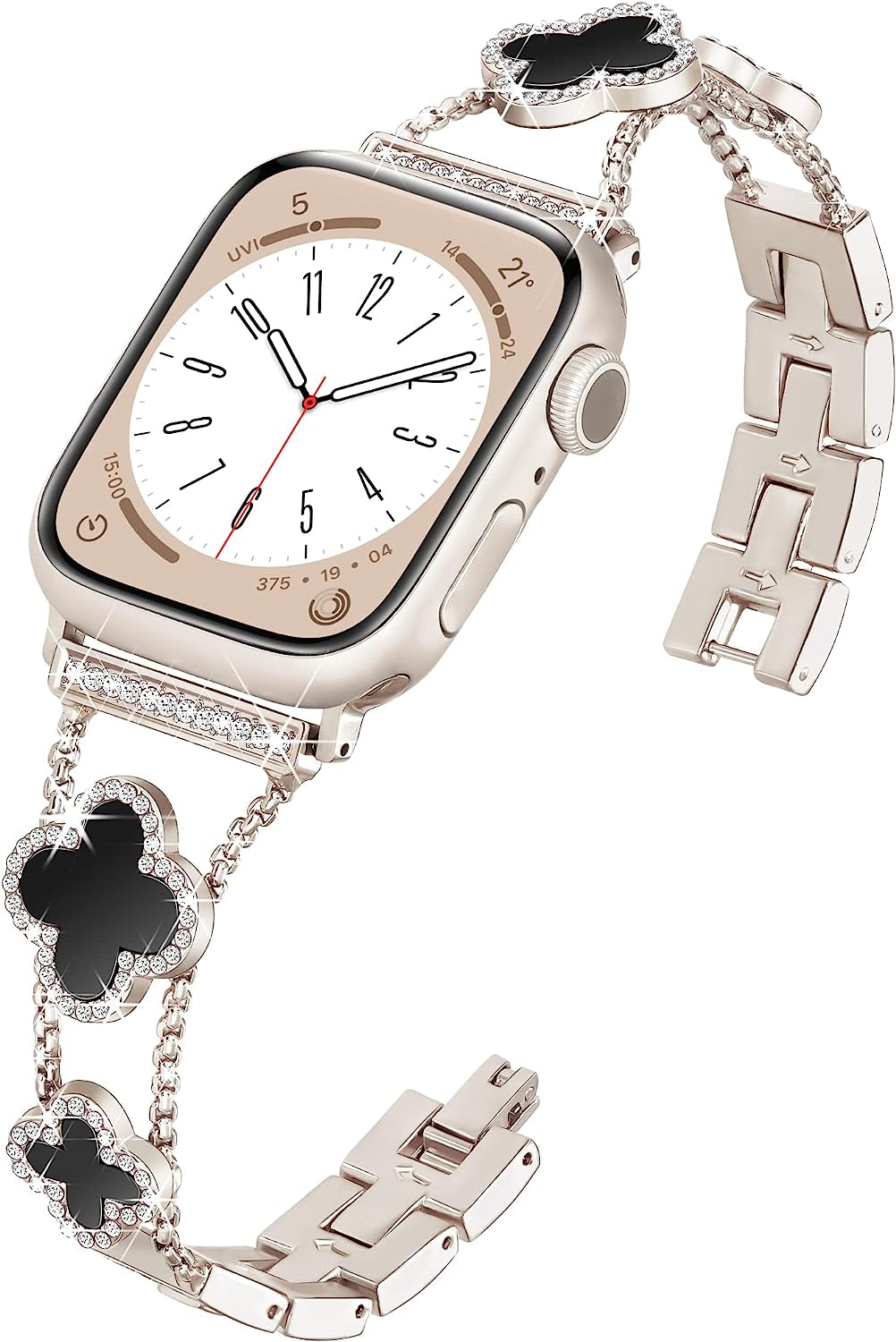 Wipalor Compatible with Apple Watch Band 42Mm 44Mm 45Mm 49Mm, Lightweight for Women, Easy Adjustable Bracelet, Shiny Diamond on Butterfly, Jewelry Metal Strap for Iwatch Series 8 7 6 5 4 3 2 1 SE Ultra(Rose Gold)  NB-tech Company Sweet Clover-Starlight 42/44/45/49 mm 