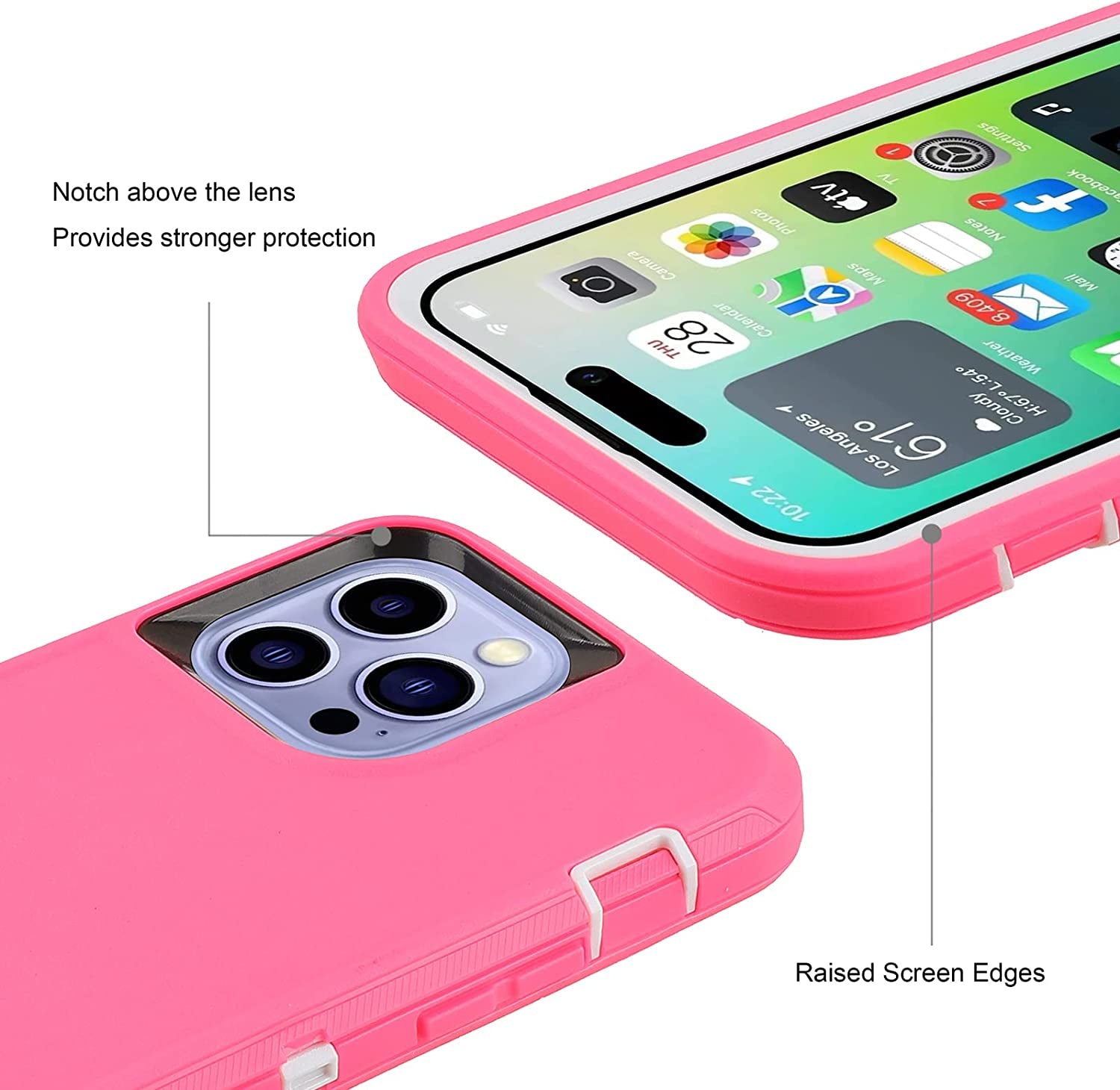 Compatible with Iphone 14 Pro Max Case Heavy Duty Protective Phone Case,Military Grade Full Body Protection Shockproof/Drop Proof Durable Phone Cover for Apple Iphone 14 Pro Max 6.7" Pink/White  droperprote   