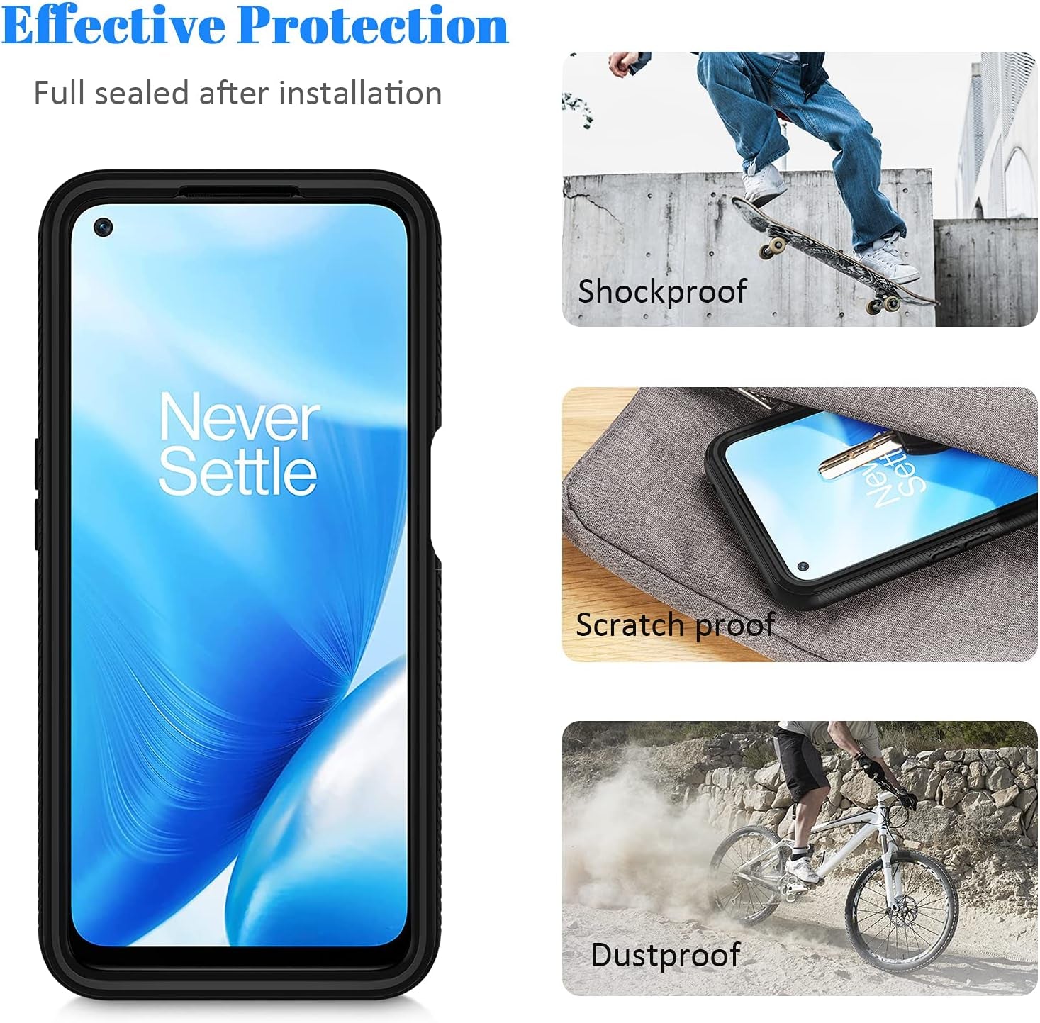 Seacosmo Case for Oneplus Nord N200 5G, Full Body Shockproof Cover [With Built-In Screen Protector] Slim Fit Bumper Protective Case for 1+ Nord N200 5G, Black/Clear  seacosmo   