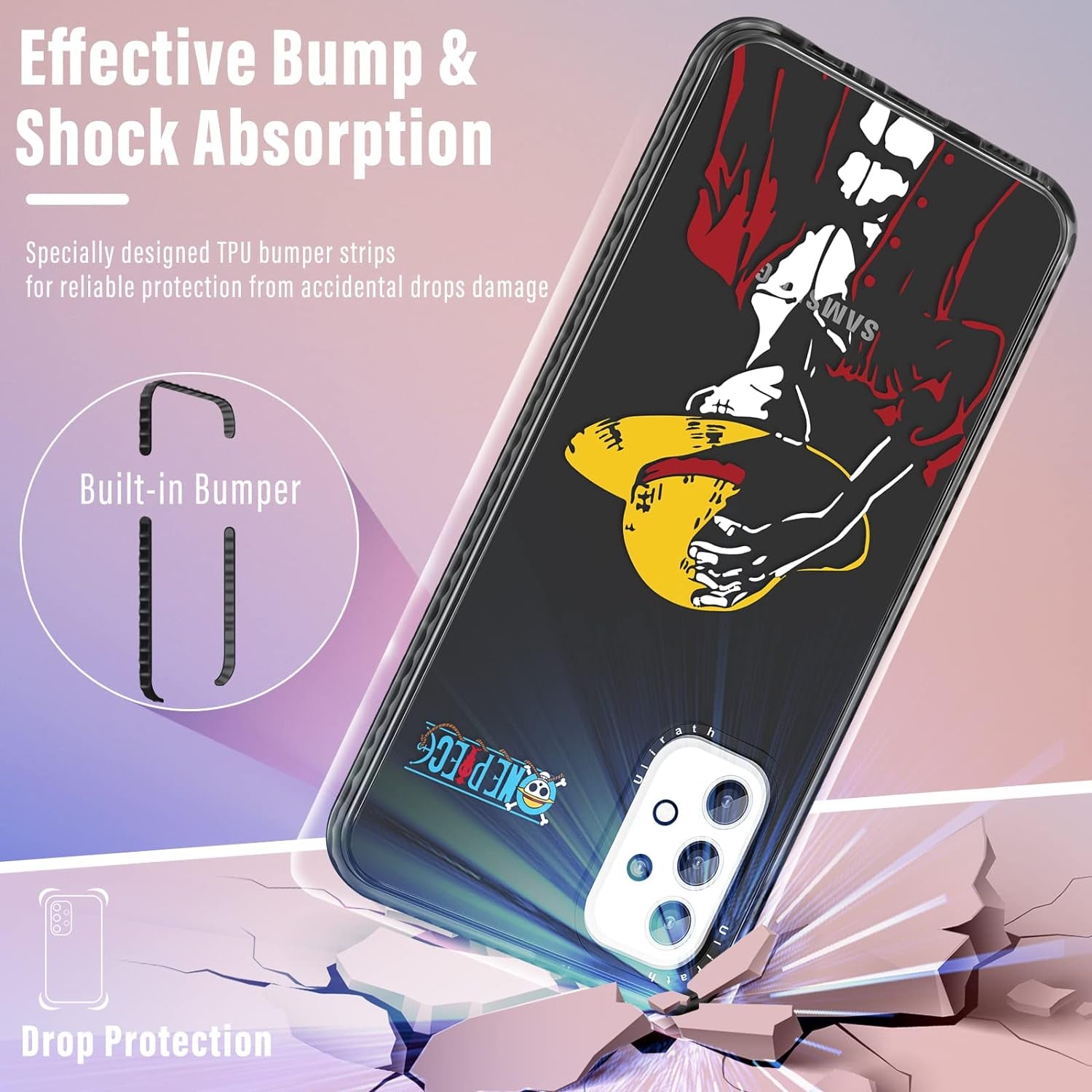 Ulirath for Samsung Galaxy A53 5G 6.5" Case Cartoon Straw Hat Character Designer Pattern Cover Cool Funny Fashion for Girly Girls Kids Boys Bumper Soft Protective Phone Cases for A53 5G  Ulirath   