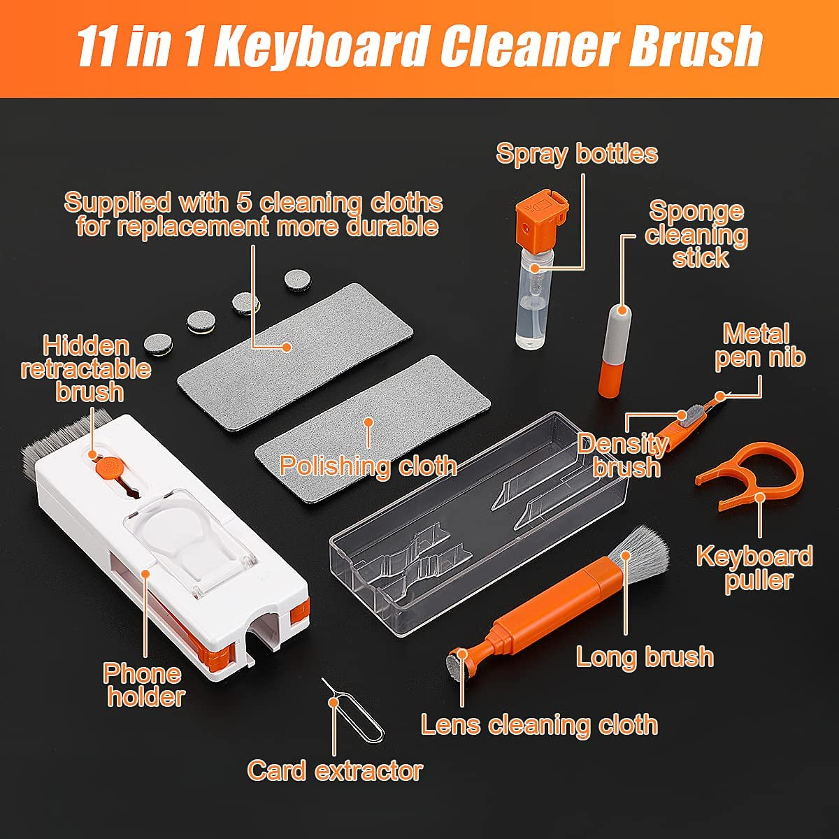 11 In1 Laptop Keyboard Cleaner Kit, Airpod Cleaner Kit with Brush for Camera Lens, Electronic Cleaner Kit for Screen/Electronic/Ipad/Phone  Mystarry   
