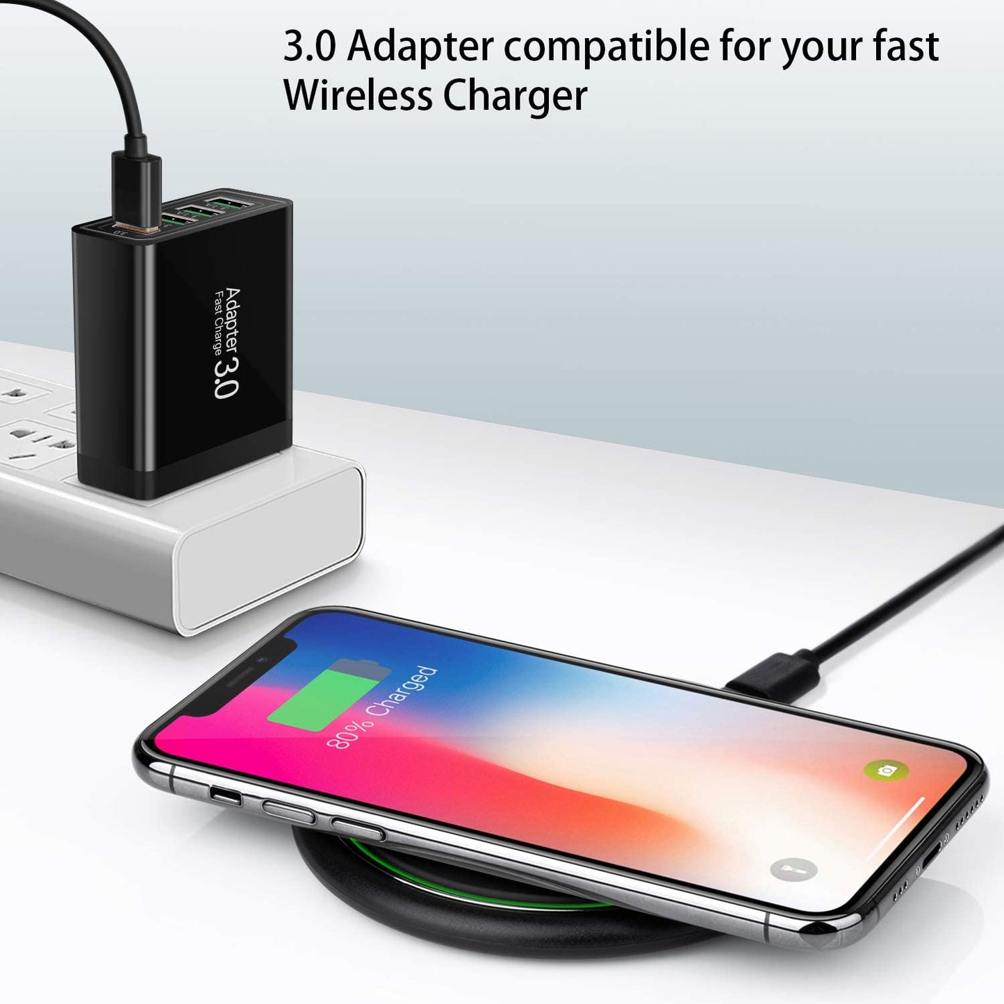 Fast Charging 3.0 Wall Charger, 4-Ports USB Wall Charger, Iseekerkit 3.0 USB Charger with Fast USB Adaptive Adapter Block Compatible for 10W Wireless Charger Galaxy S9 S8 Note 8 9,Tablet,Iphone,Pad  Shenzhen Nuomige Electronics Co., Ltd   
