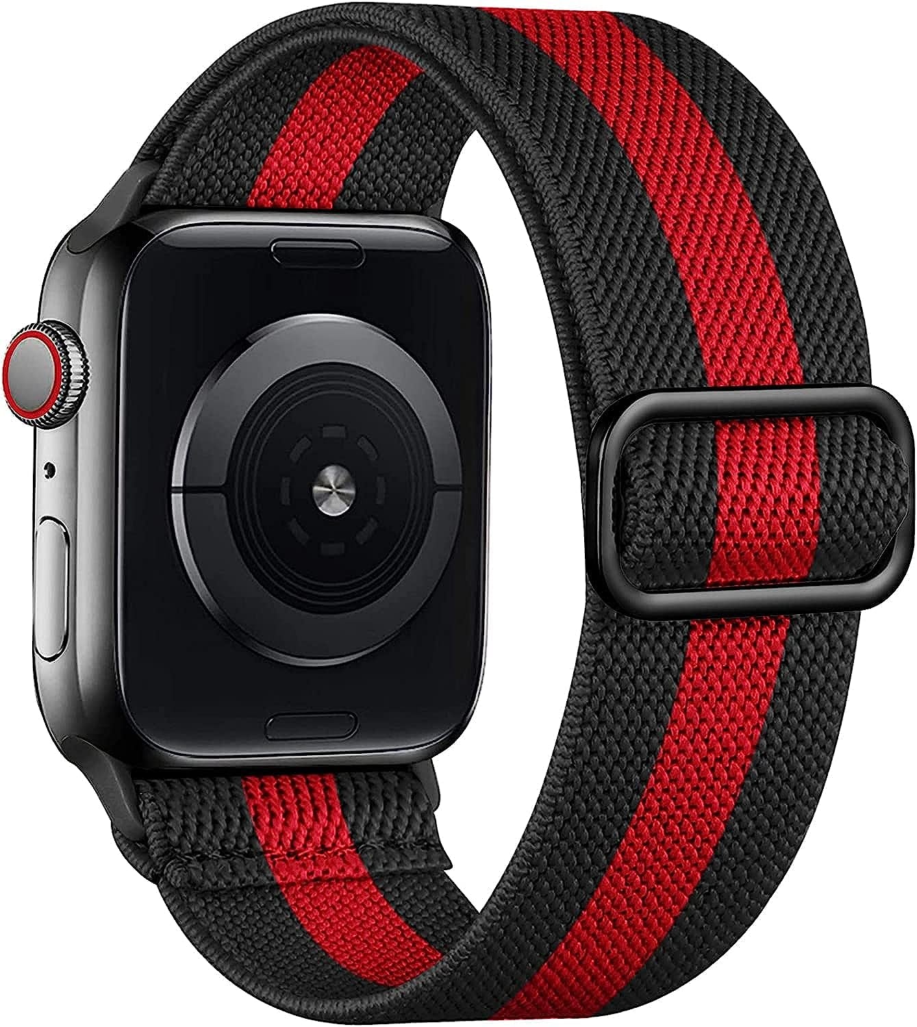 Lerobo Elastic Bands Compatible with Apple Watch Bands 44Mm 42Mm 38Mm 40Mm,Stretchy Solo Loop Soft Nylon Strap Replacement Band for Iwatch/Apple Watch SE Series 6,Series 3,Series 5 4 3 2 1 Women Men  PJStore-US BlackRed 38mm/40mm/41mm 