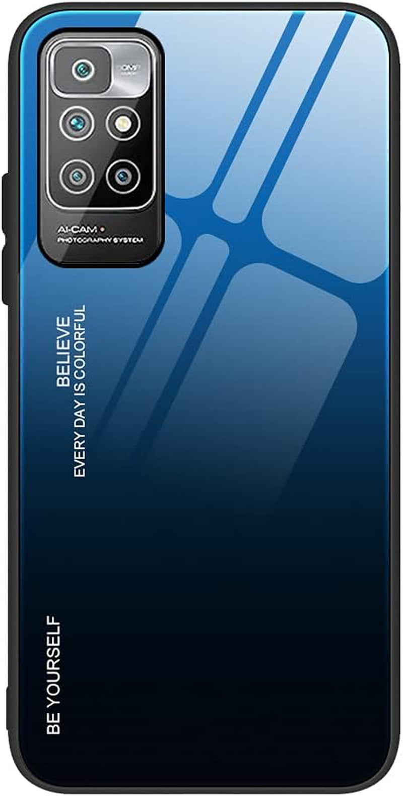 EASSGU Case for Xiaomi Redmi 10 2022 Is Made of Soft TPU Border Tempered Glass Back Cover Drop Resistant Scratch Resistant Purple Red  EASSGU Blue Black Color Gradient 