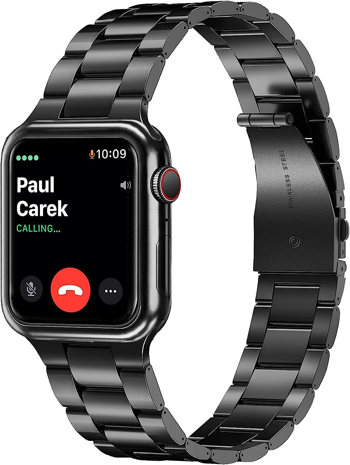 Stainless Steel Watch Band Compatible with Apple Watch Bands 42Mm 44Mm with Stainless Steel Buckle, Replacement Wristband Strap for Women Men  ENFAN Black #2  