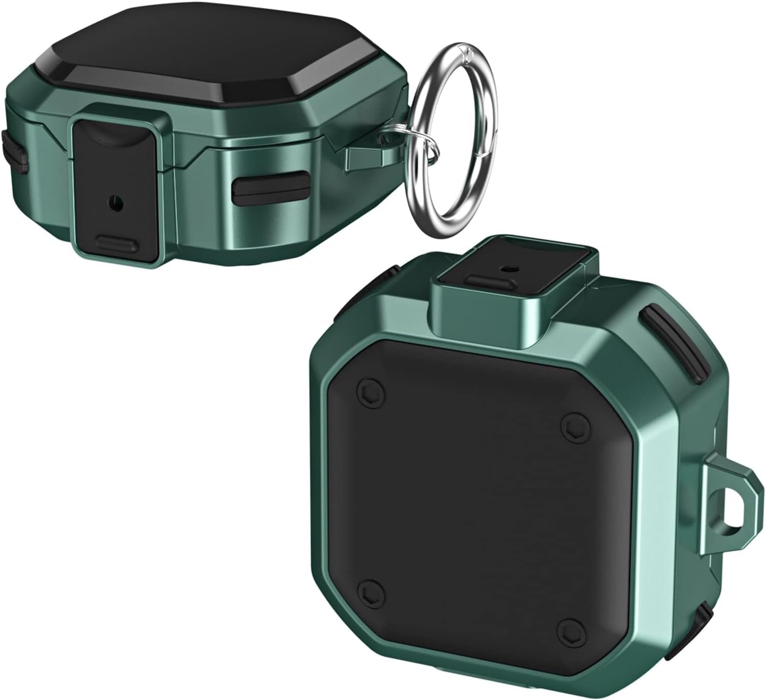 SKPY Cases for Samsung Galaxy Buds2 Pro/Buds 2/Buds Pro/Buds Live with Lock, Cool PC Armor Series Shockproof Cover with Keychain for Boys Teens  SKPY Green  