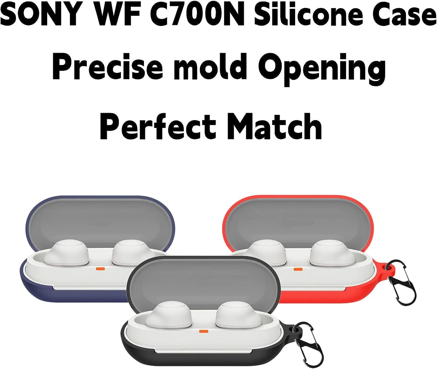3PCS Case Cover for Sony WF-C700N Wireless In-Ear Headphones Silicone Case, Shockproof, Anti-Fall, Waterproof, Protective Cover for Sony WF 700N Earbuds Case Cover with Keychain (Black+Blue+Red)  XLDK   