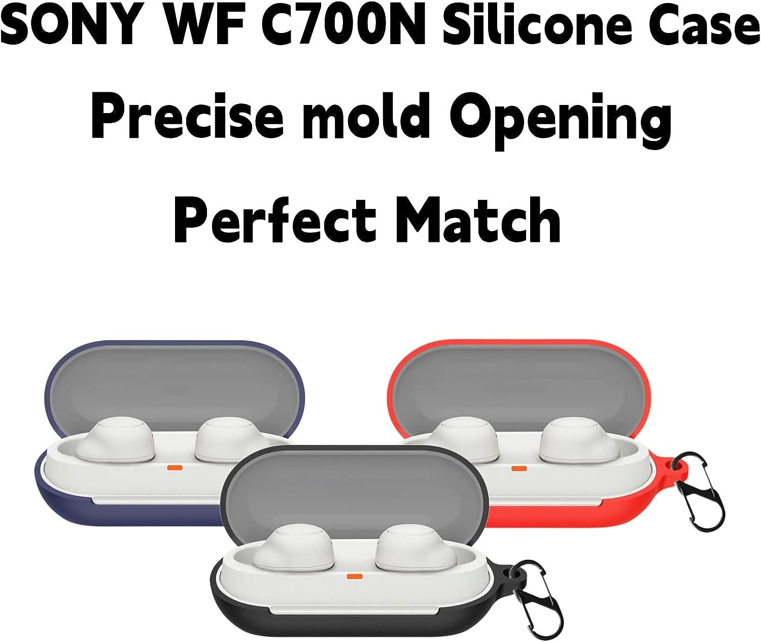 3PCS Case Cover for Sony WF-C700N Wireless In-Ear Headphones Silicone Case, Shockproof, Anti-Fall, Waterproof, Protective Cover for Sony WF 700N Earbuds Case Cover with Keychain (Black+Blue+Red)  XLDK   