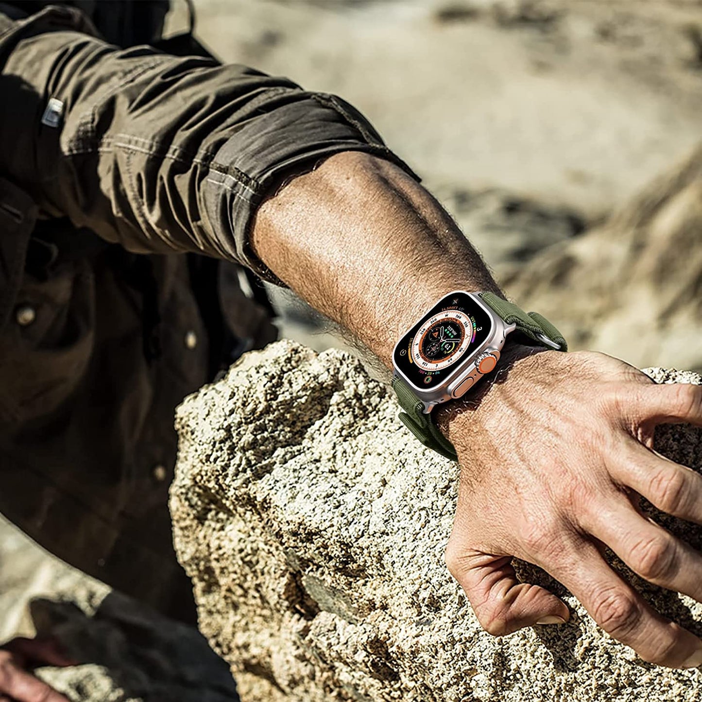 Daqin Rugged Nylon Tactical Band Compatible with Apple Watch Band 49Mm 44Mm 45Mm 42Mm for Men, Adjustable Woven Durable Sport Wristband for Apple Watch Ultra Band Iwatch Series 8 7 6 5 4 3 2 1 SE  Xuchangjiansenshangmaoyouxiangongsi   