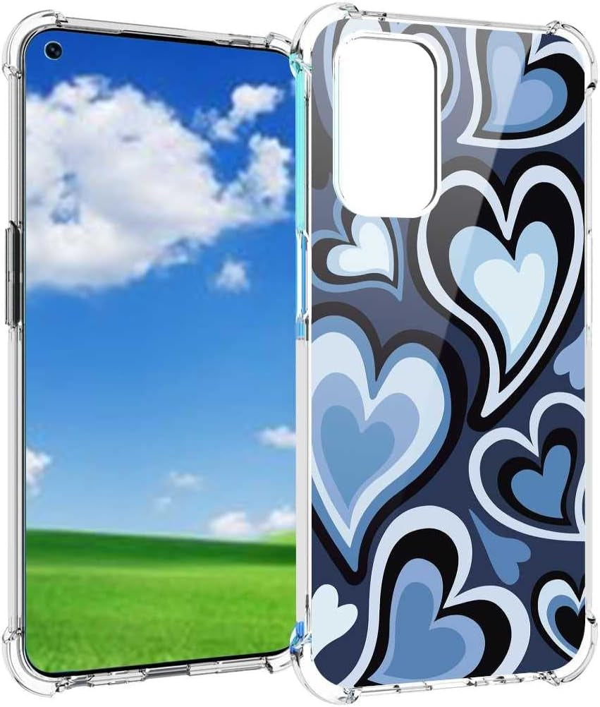 Saiaty Lideqee Designed for Oneplus Nord N200 5G/Oppo A93 5G Case, Pink Love Heart Coffee Latte Swirls Valentines Graphic Designed for Oneplus Case Women Girls, Soft TPU Trendy Case for Oneplus  saiaty lideqee Blue 2  