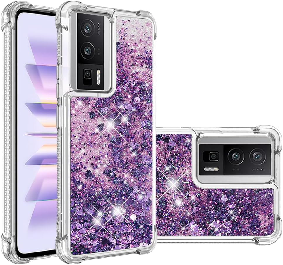 LEMAXELERS Case for Xiaomi Poco F5 5G, Bling Glitter Liquid Clear Case Floating Quicksand Shockproof Protective Sparkle Silicone Soft TPU Case for Xiaomi Poco F5 5G. YBL Love Rose  LEMAXELERS Love-6 Xiaomi Poco F5 Pro 5G 