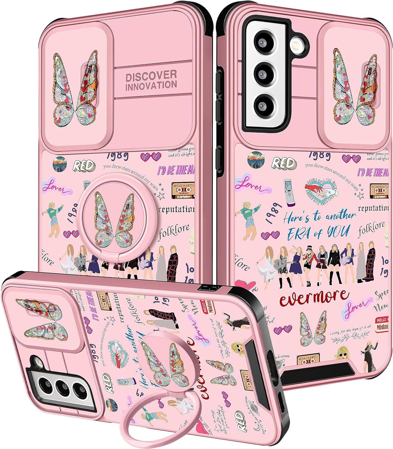 Oqpa for Samsung Galaxy S22 plus Phone Case Cute Cartoon Galaxy S22 plus Case with Camera Cover+Ring Holder for Women Girly Girls Boys Kids Kawaii Funny Case for Samsung S22 Plus, Minn Micki  meitong2020 Taile Style  