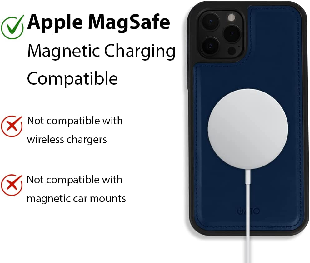 Iato Iphone 13 Pro Max Wallet Case. Magsafe Compatible Detachable PU Leather Folio Cover. Landscape Stand & RFID Card Protective Flip Removable Accessory for Iphone 13 Pro Max (2021) 6.7-Inch [Blue]  iATO   