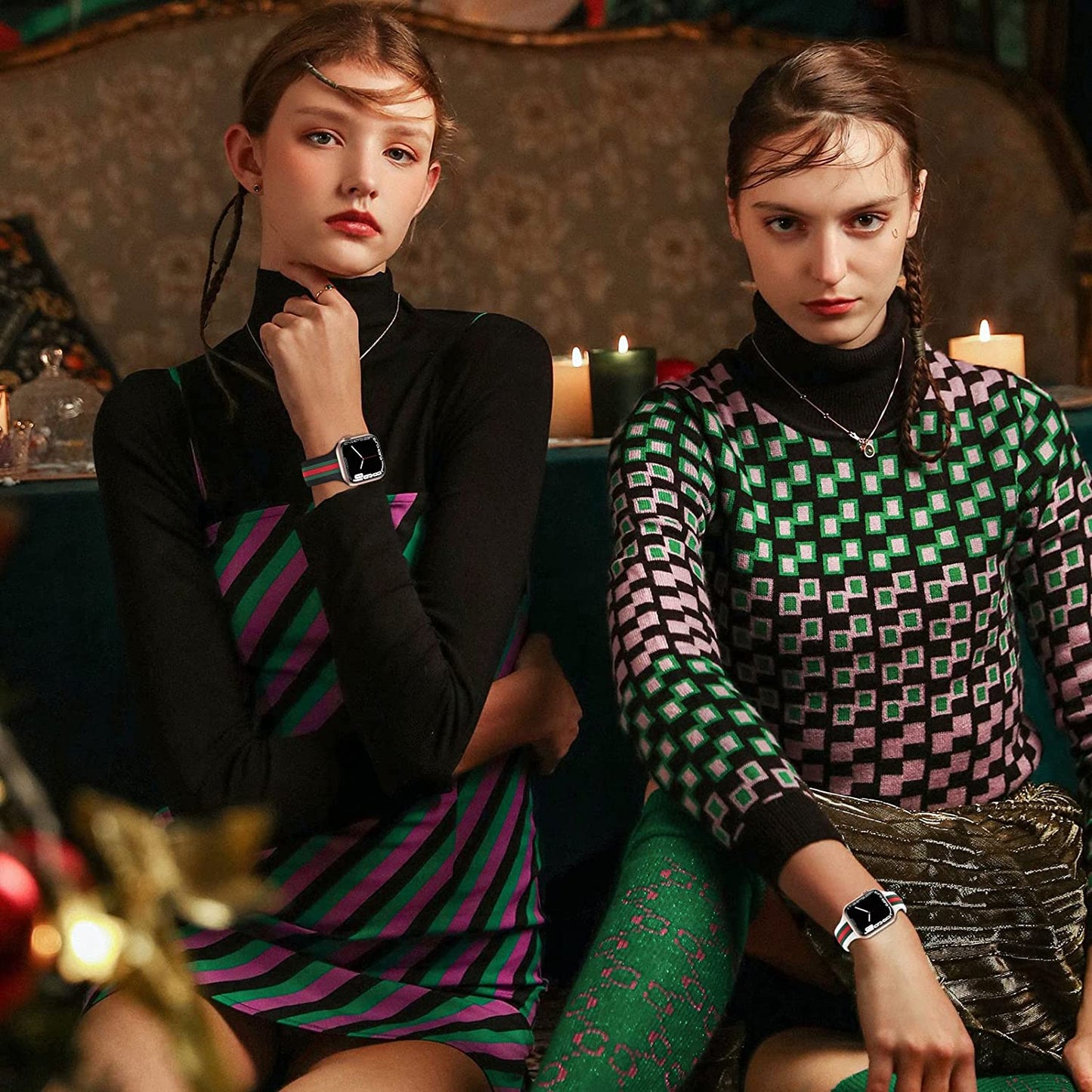 [2 Pack] Designer Bands Compatible with Apple Watch Band 38Mm 40Mm 41Mm 42Mm 44Mm 45Mm 49Mm Men Women, Soft Silicone Sport Band Replacement Strap for Apple Watch Ultra Iwatch Series 8 7 SE 6 5 4 3 2 1  Seizehe   