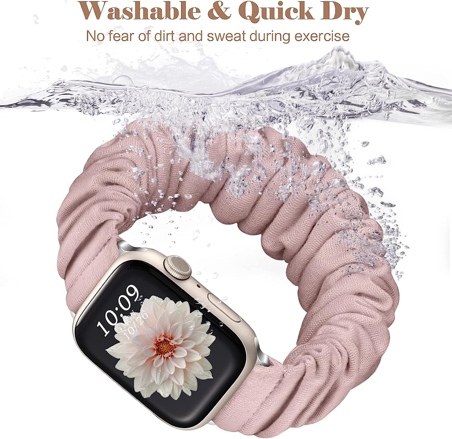 Adorve 5 Pack Scrunchie Bands Compatible with Apple Watch Band 38Mm 40Mm 41Mm 42Mm 44Mm 45Mm 49Mm for Women, Cute Fabric Scrunchy Adjustable Elastic Strap for Iwatch SE Ultra Series 8 7 6 5 4 3 2 1  Adorve   