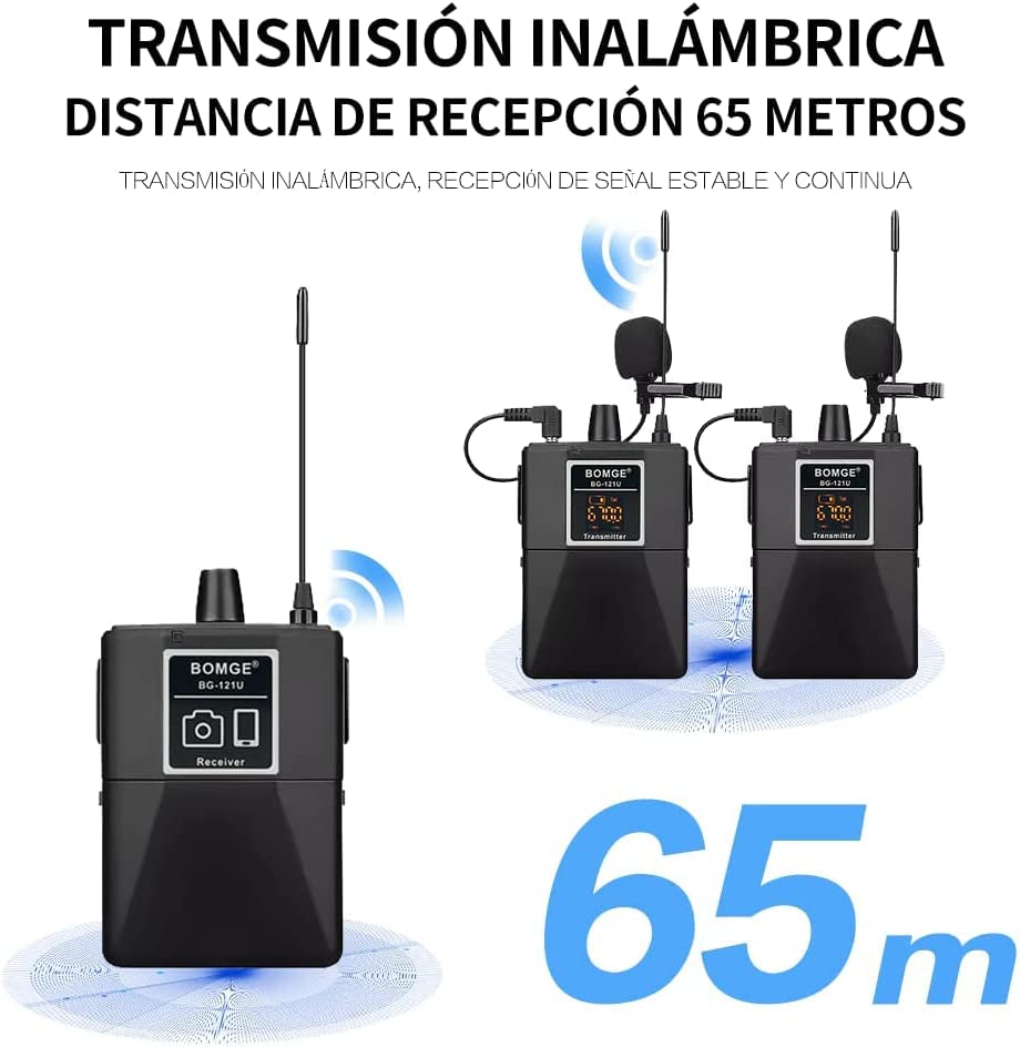 Wireless Lavalier Lapel Microphone System/Headset Mic/Interview Mic，For Iphone, Android Smartphones, PA Speaker, Teaching, DSLR Camera and Tablets (164 Ft Range)  N/W   