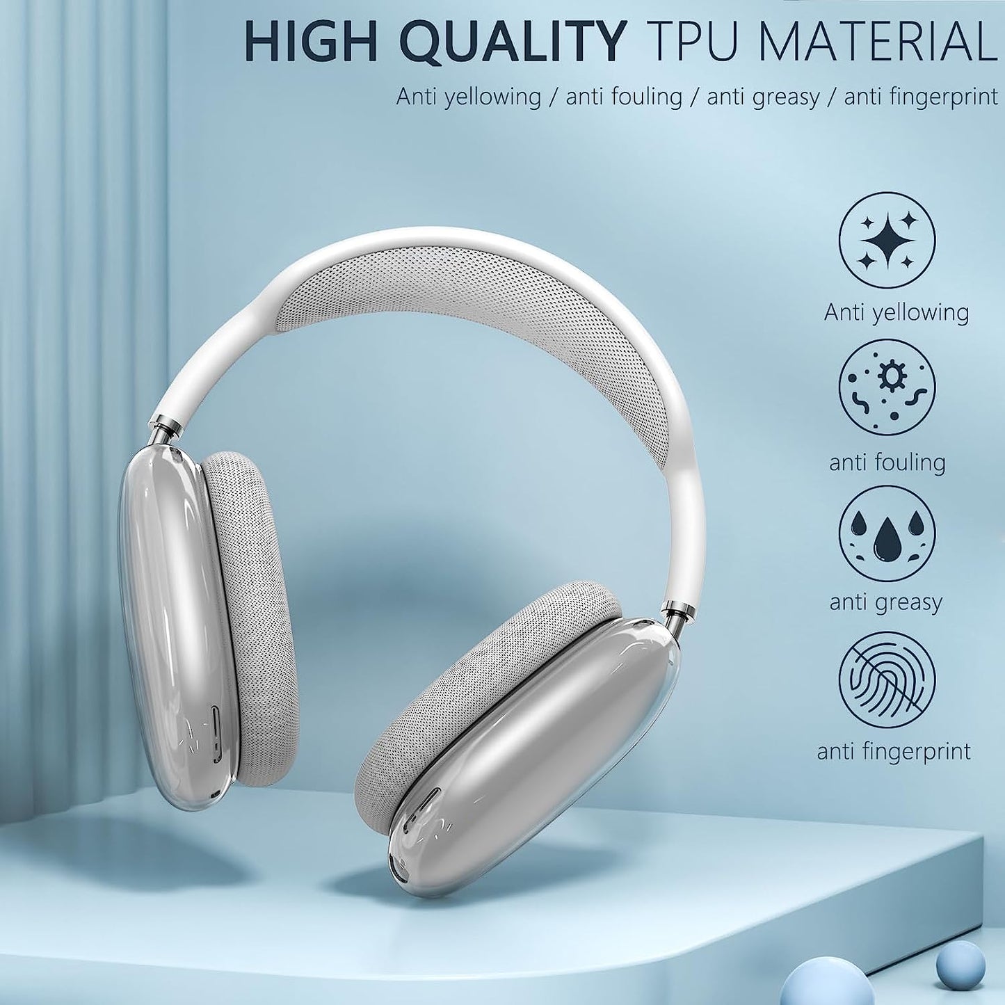 Clear Airpods Max Case and Silicone Airpod Max Automatic Sleep Function Protective Headphones Case,Inesore for Apple Airpods Max Case Accessories anti Scratch Dust Prevention(Black Case+Clear Case)  Inesore   