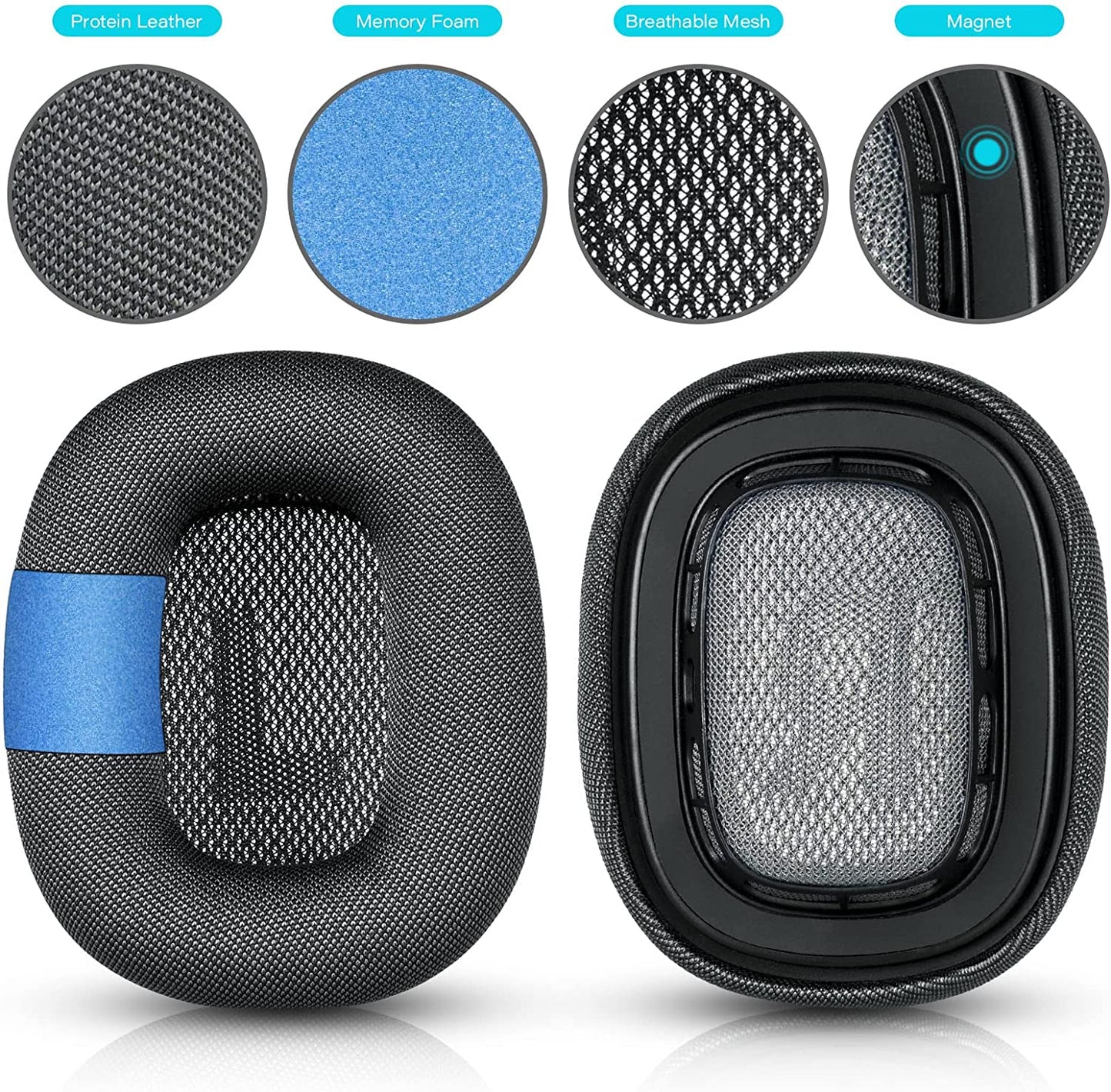 Airpods Max Ear Cushions, Comfortable & Easy to Install Airpods Max Accessories Replacement Earpads Earcups Compatible with Apple Airpods Max Headphones, a Knit-Mesh Canopy and Memory Foam(Space Gray)  QKIIP   