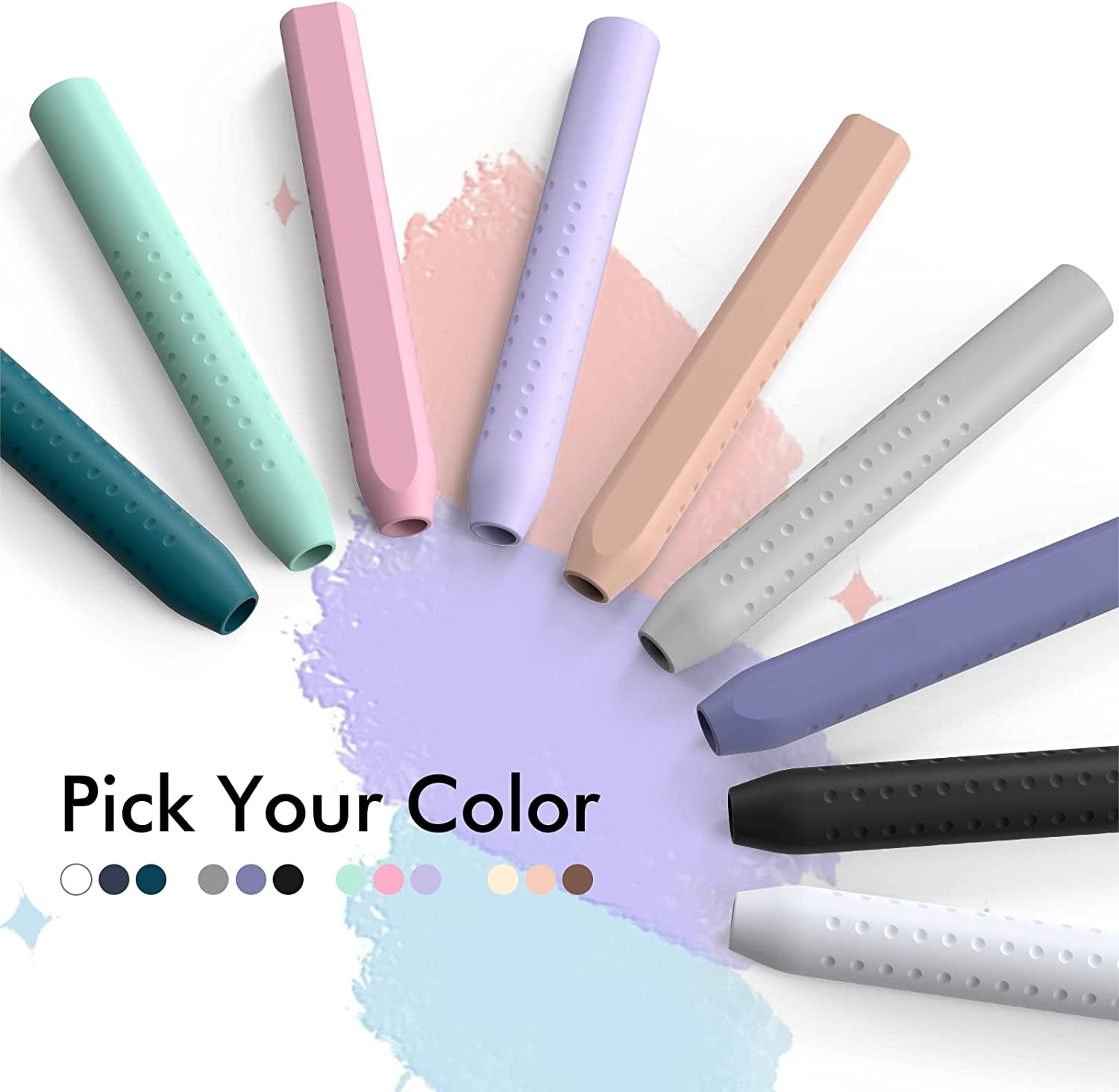 NIUTRENDZ 3 Pack Apple Pencil Grip Case Cover Silicone Sleeve Holder Compatible with Apple Pencil 2Nd Generation (Beige + Khaki + Brown)  NIUTRENDZ   