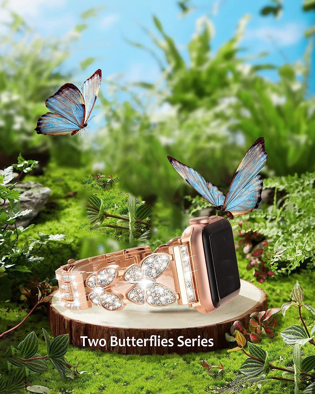 Dgege Bling Band Compatible for Apple Watch Bands 38Mm 40Mm 41Mm Women, Cute Butterfly Fashion Sparkle Bracelet Slim Jewelry Metal Strap for Iwatch Series 8 7 6 5 4 3 2 1 SE Ultra  DGege   